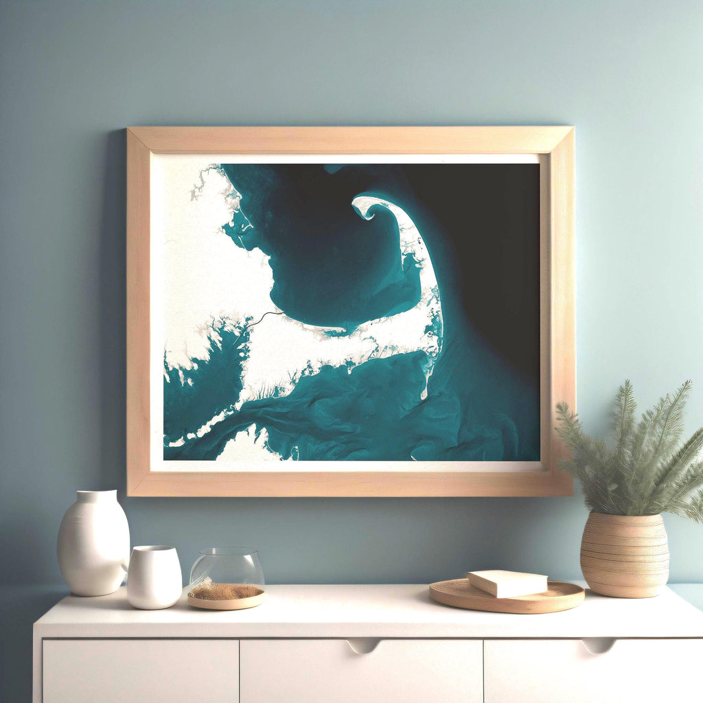Cape Cod Massachusetts Bathymetric Map Art Print Nautical Coastal Wall Decor Beach House Housewarming Gift Anniversary Ocean Depth Chart