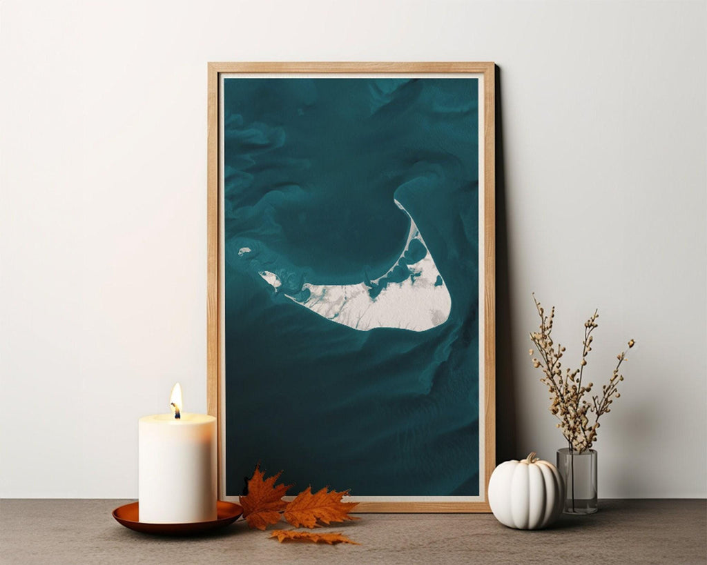 Nantucket Massachusetts Bathymetric Map Art Print Nautical Coastal Wall Decor Beach House Housewarming Gift Ocean Depth Chart Poster