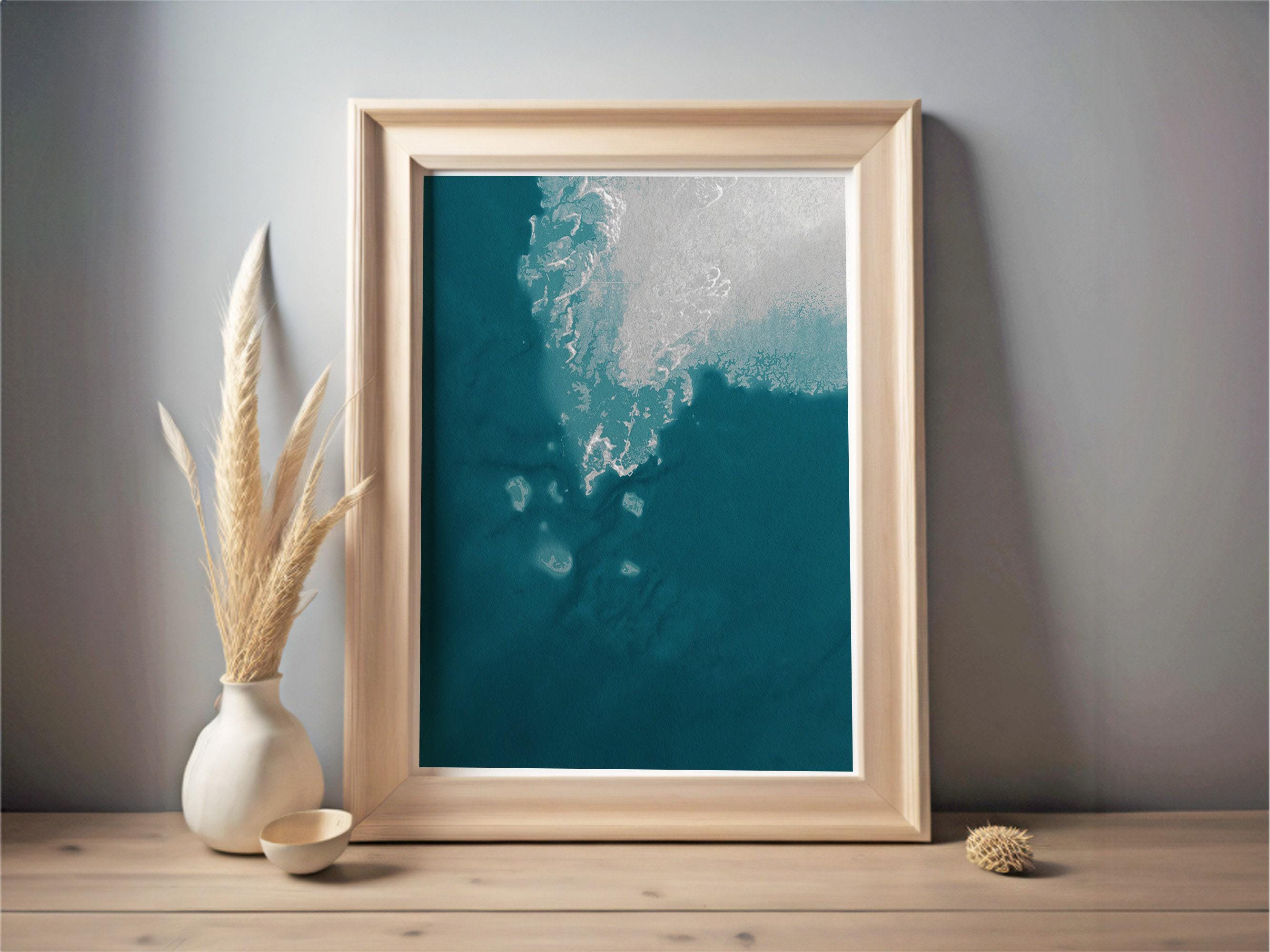 Cedar Key Florida Coastal Map Art Print Nautical Wall Decor Beach House Gift Housewarming Anniversary Seaside Town Gulf Ocean Chart Framed