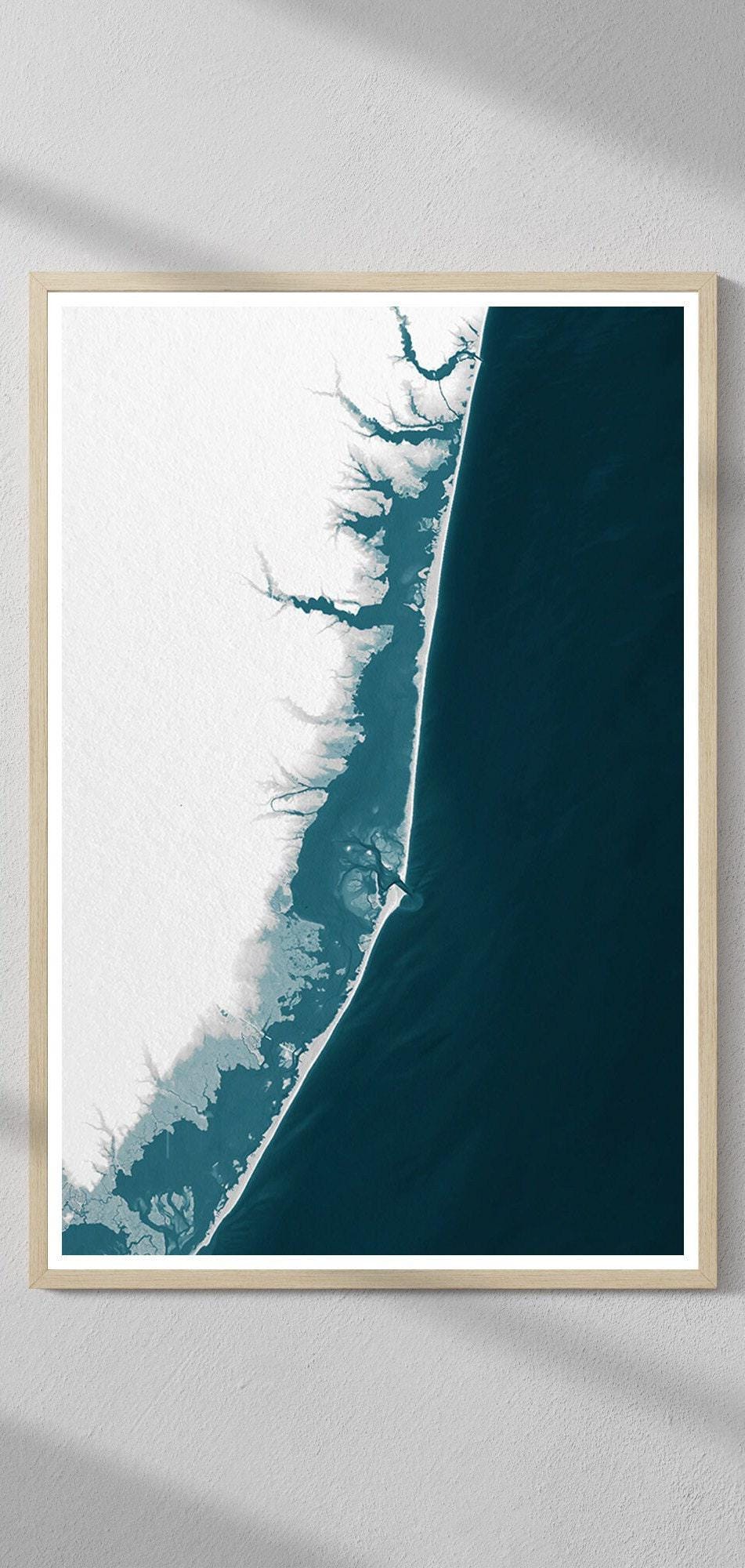 Barnegat Bay Blue Gray New Jersey Nautical Husband Neutral Coastal Nature Modern Decor House Shore Beach Ocean Gift Wife Wall