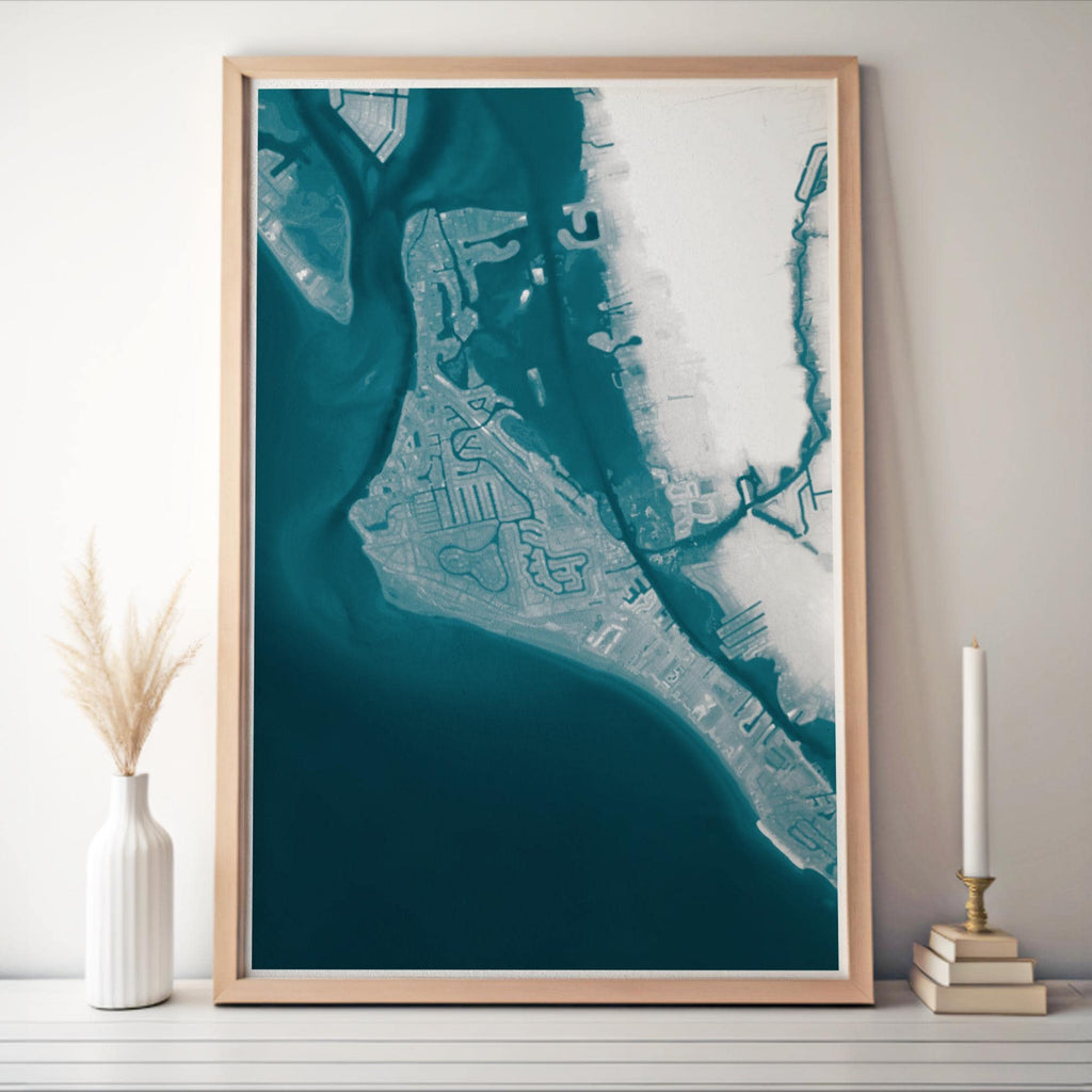 Siesta Key Florida Map Art Print Sarasota Gulf Coast Wall Decor Housewarming Gift Beach House Living Room Coastal Ocean Nautical Tropical