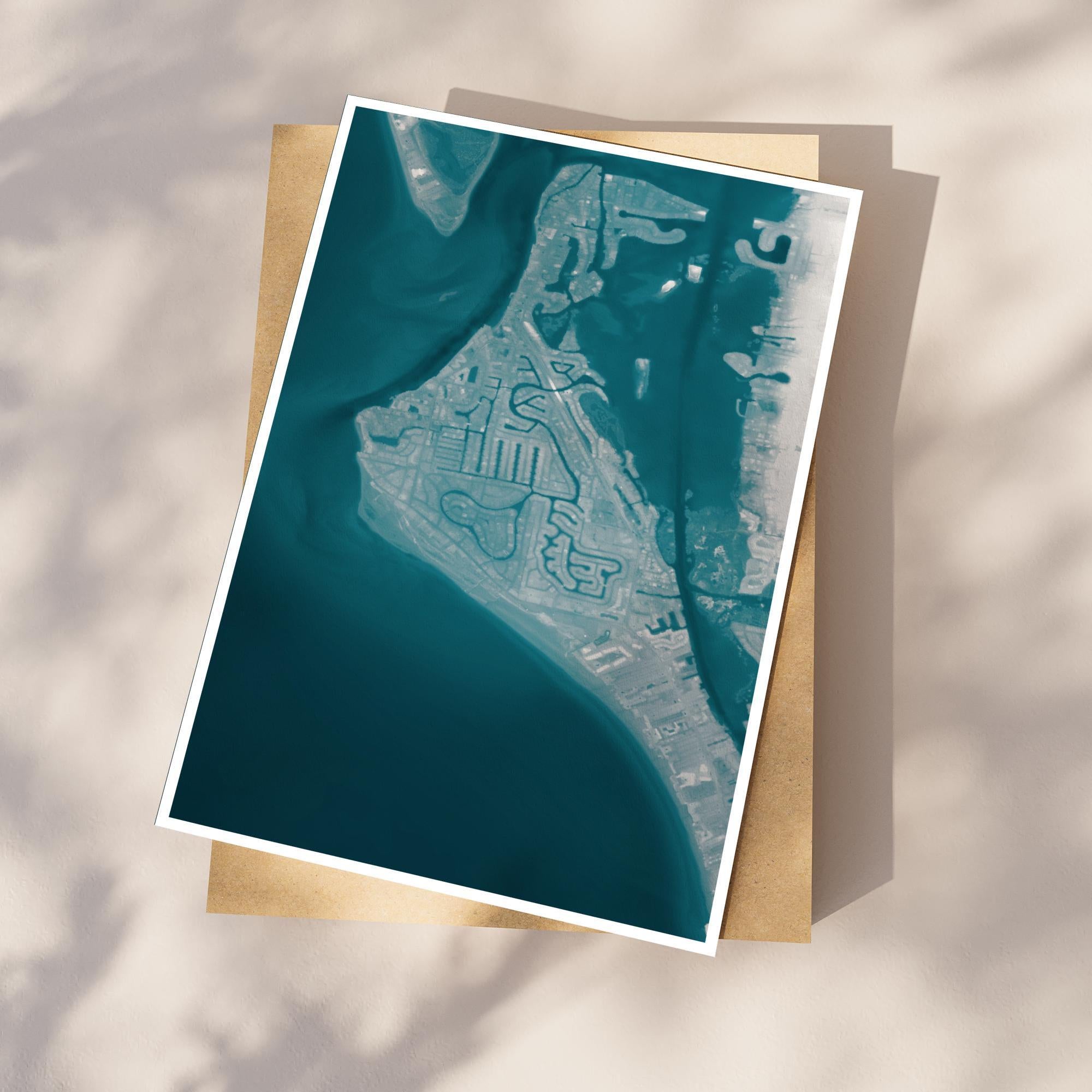 Siesta Key Florida Housewarming Anniversary Waterfront Nautical Coastal Framed Print Depth Beach Decor Ocean House Wall Home Gift