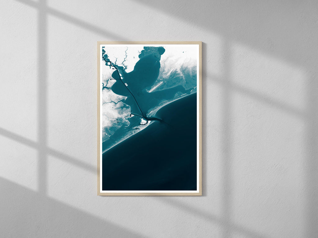 Galveston Island Texas Bathymetric Map Art Print Nautical Coastal Wall Decor Beach House Housewarming Anniversary Gift Ocean Depth Poster
