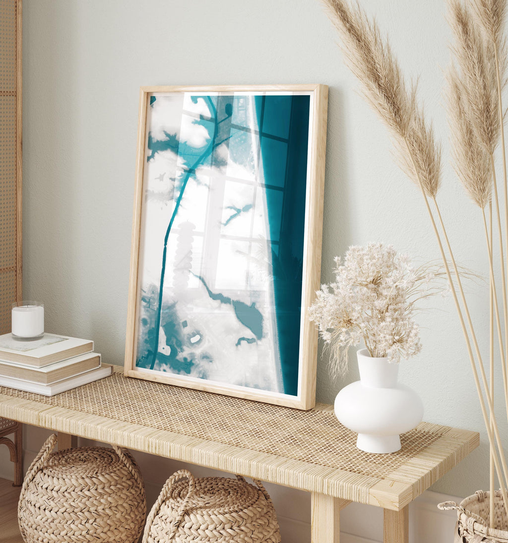 Rehoboth Beach Ocean City Maryland Coastal Map Art Print Nautical Wall Decor Housewarming Gift Anniversary Present for Beach Lovers Couple