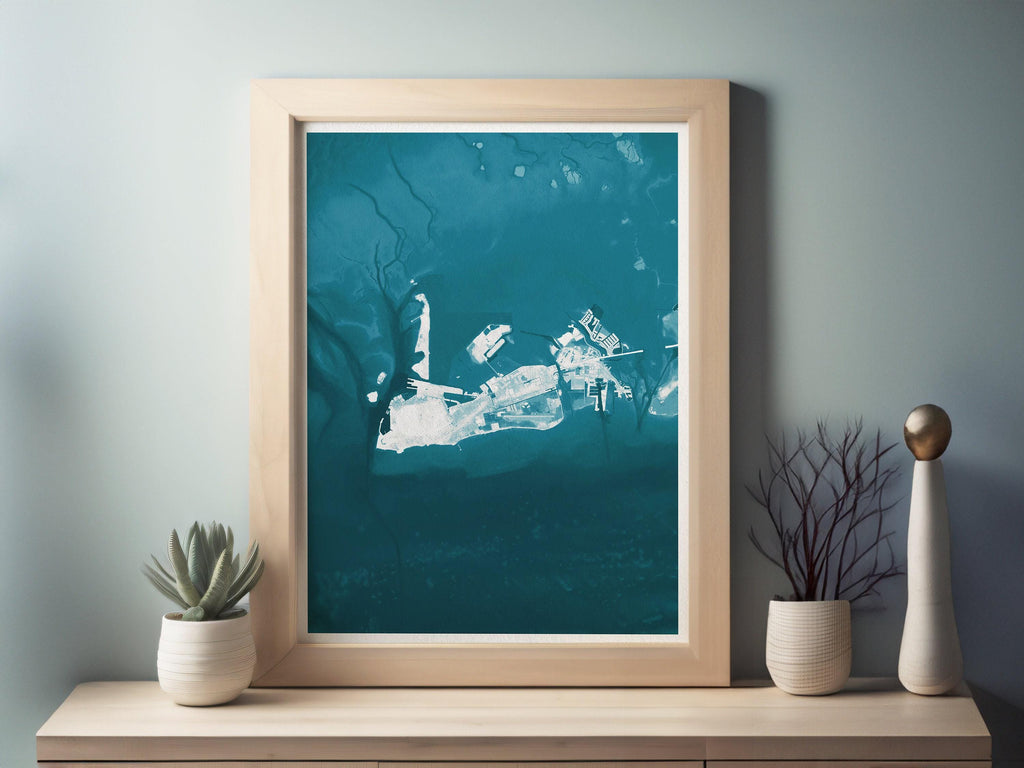 Key West Florida Keys Coastal Map Art Print Nautical Wall Decor Beach House Gift Ocean Depth Chart Housewarming Anniversary Tropical Island