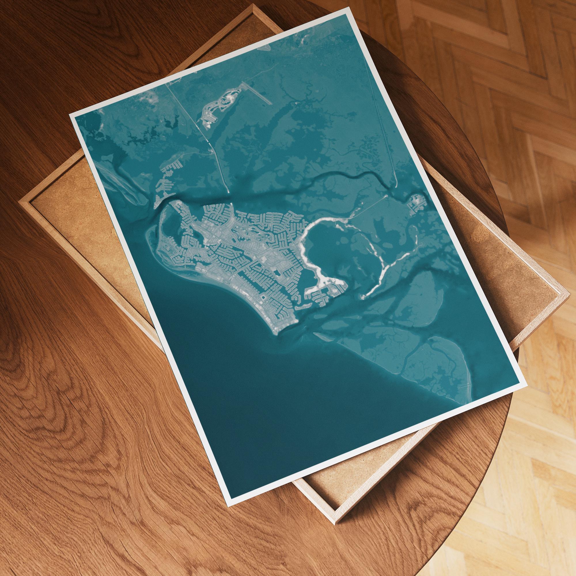 Marco Island Cartography Florida Southwest Shoreline Nautical Waterway Collier Estuary Coastal Mexico County Chart Beach Print