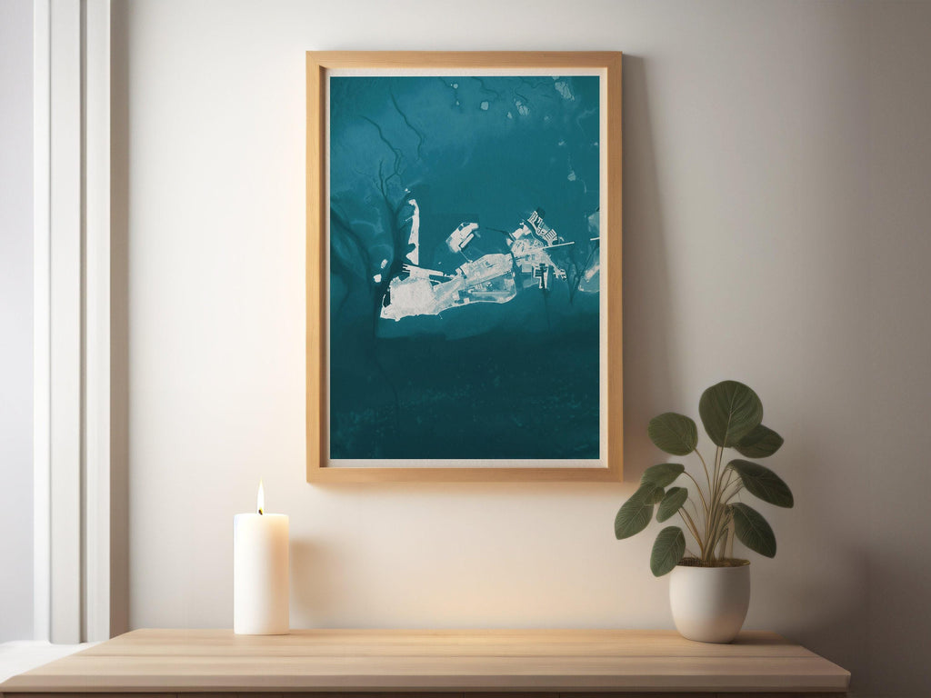 Key West Florida Keys Coastal Map Art Print Nautical Wall Decor Beach House Gift Ocean Depth Chart Housewarming Anniversary Tropical Island