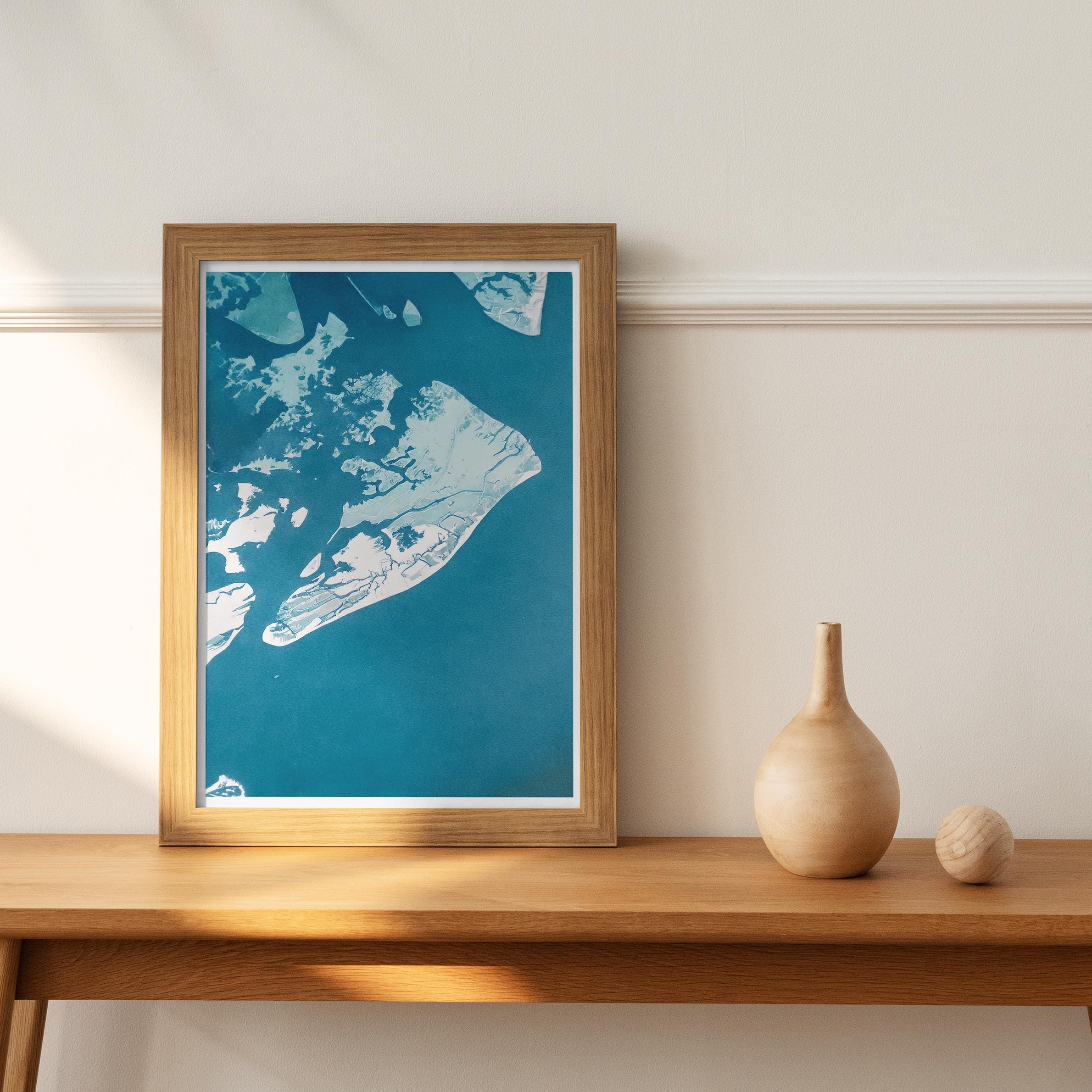 Hilton Head Map Art Print South Carolina Lowcountry Coastal Wall Decor Watercolor Nautical Beach House Gift Housewarming Ocean Map Poster