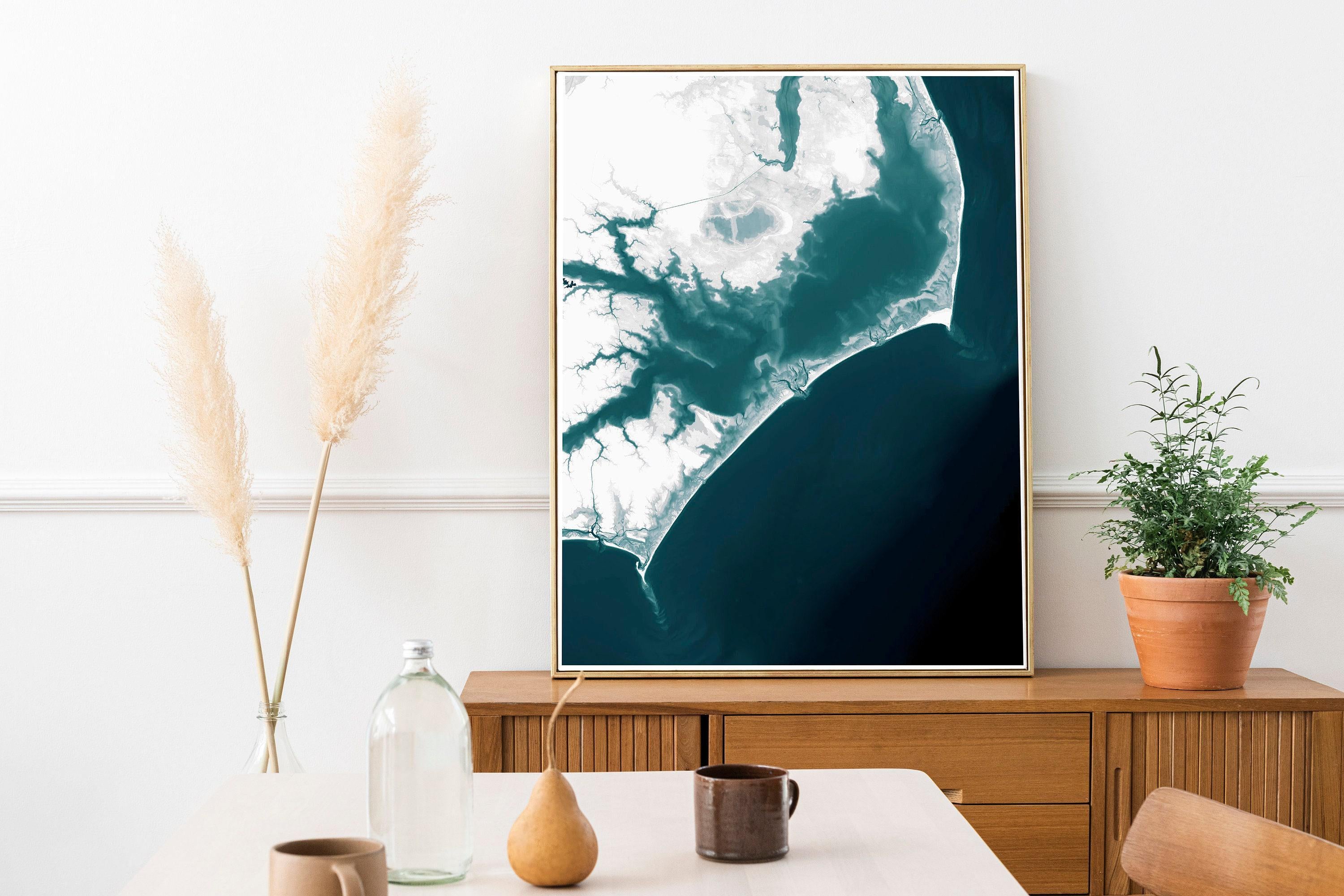 Coastal Map Print Set of Three Bathymetric Wall Art Housewarming Gift Anniversary Beach House Nautical Ocean Depth Chart Poster Decor