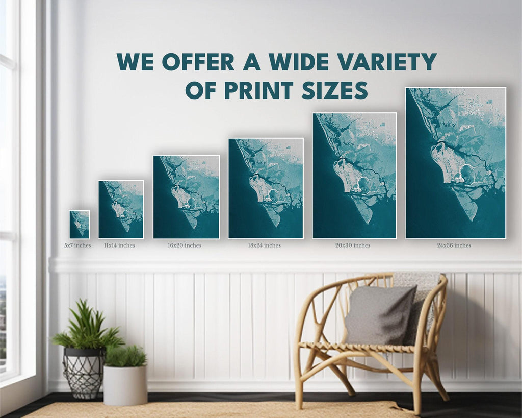 Marco Island Florida Coastal Map Art Print Ten Thousand Islands Nautical Wall Decor Beach House Gift Housewarming Anniversary Present