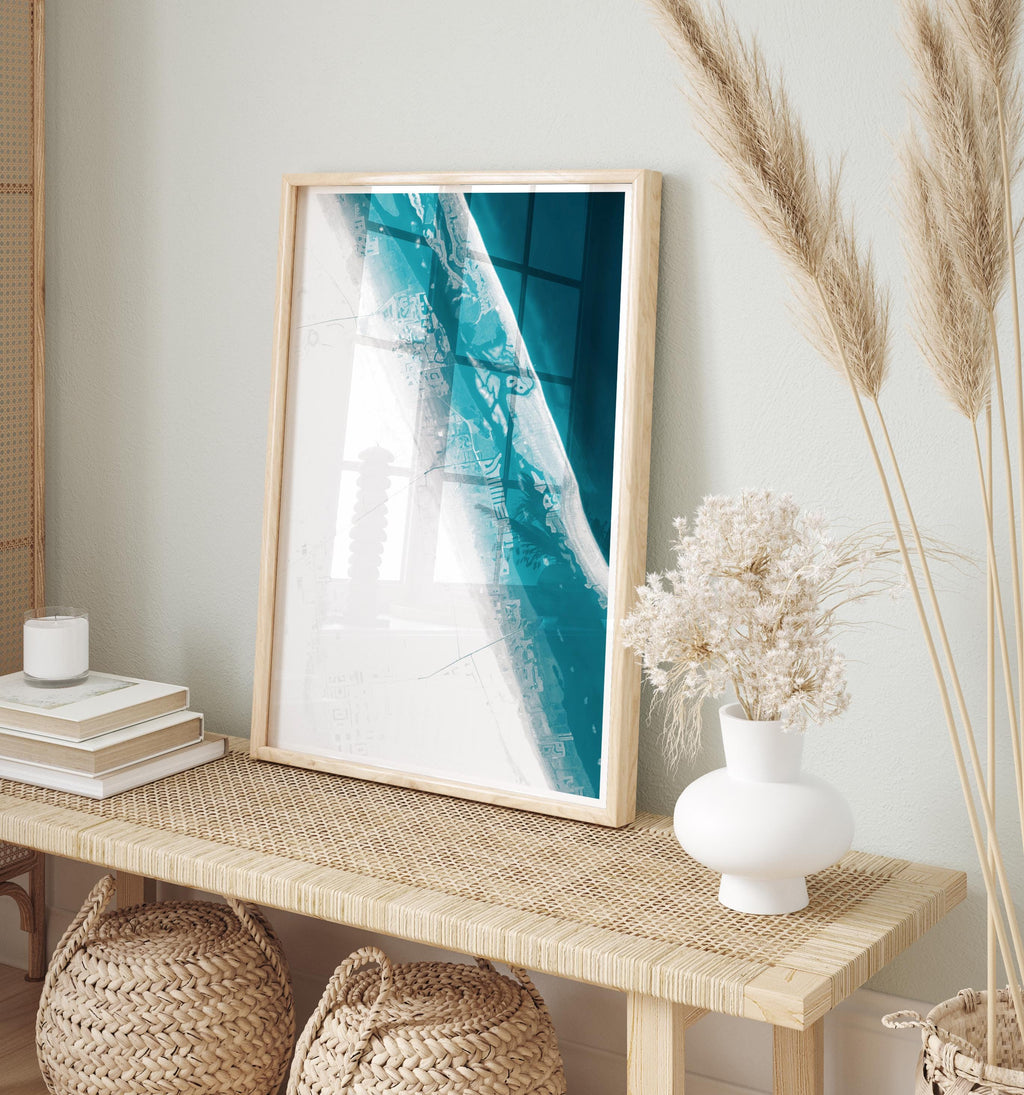 Vero Beach Florida Map Art Print Treasure Coast Wall Decor Nautical Ocean Chart Coastal Waterway Gift for Beach House Home Office