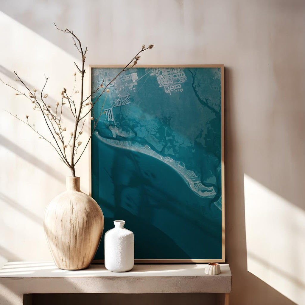 Fort Myers Beach Florida Map Art Print Gulf Coast Wall Decor Nautical Estero Island Chart Coastal Waterway Gift for Home Office