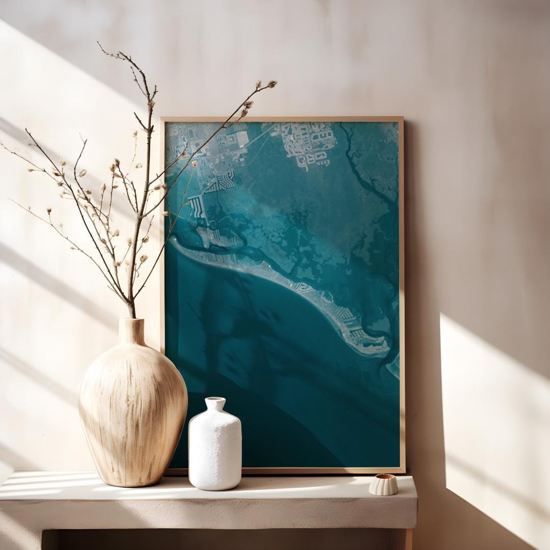 Fort Myers Beach Florida Map Art Print Gulf Coast Wall Decor Nautical Estero Island Chart Coastal Waterway Gift for Home Office