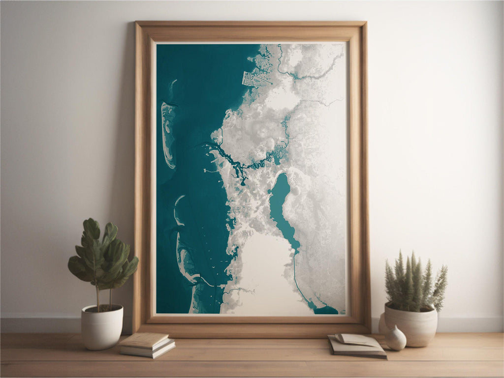 Tarpon Springs Florida Bathymetric Map Art Print Nautical Gulf Coast Wall Decor Beach House Gift Housewarming Ocean Depth Chart Framed
