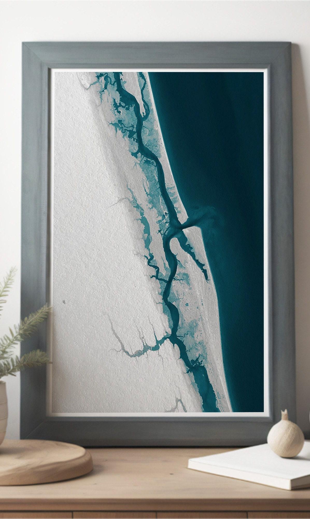 St Augustine Florida Coastal Map Art Print Nautical Wall Decor Beach House Gift Housewarming Anniversary Present Historic City Shoreline