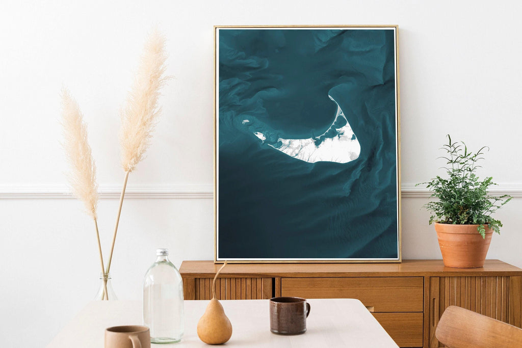 Nantucket Massachusetts Bathymetric Map Art Print Nautical Coastal Wall Decor Beach House Housewarming Gift Ocean Depth Chart Poster