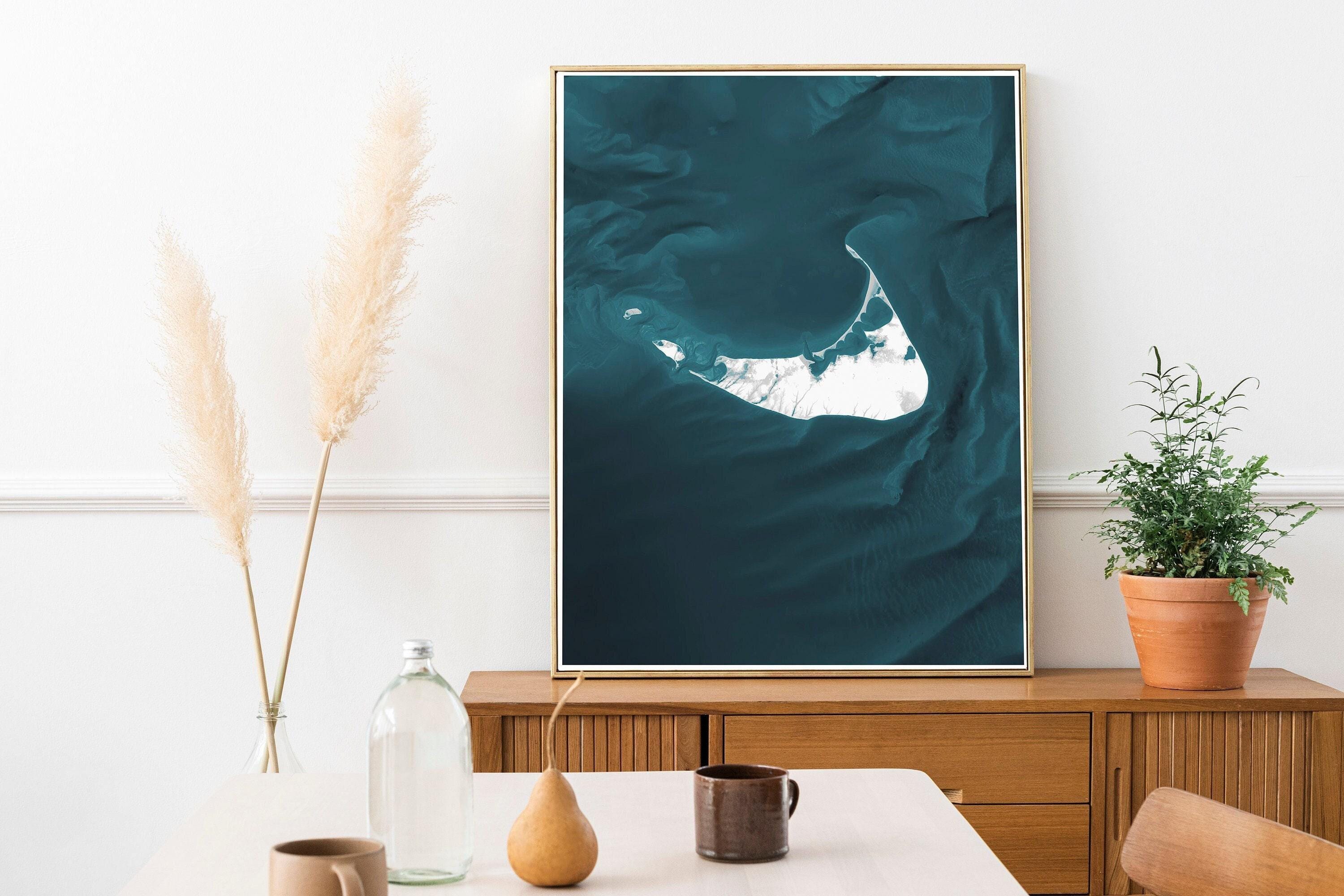 Nantucket Massachusetts Bathymetric Map Art Print Nautical Coastal Wall Decor Beach House Housewarming Gift Ocean Depth Chart Poster