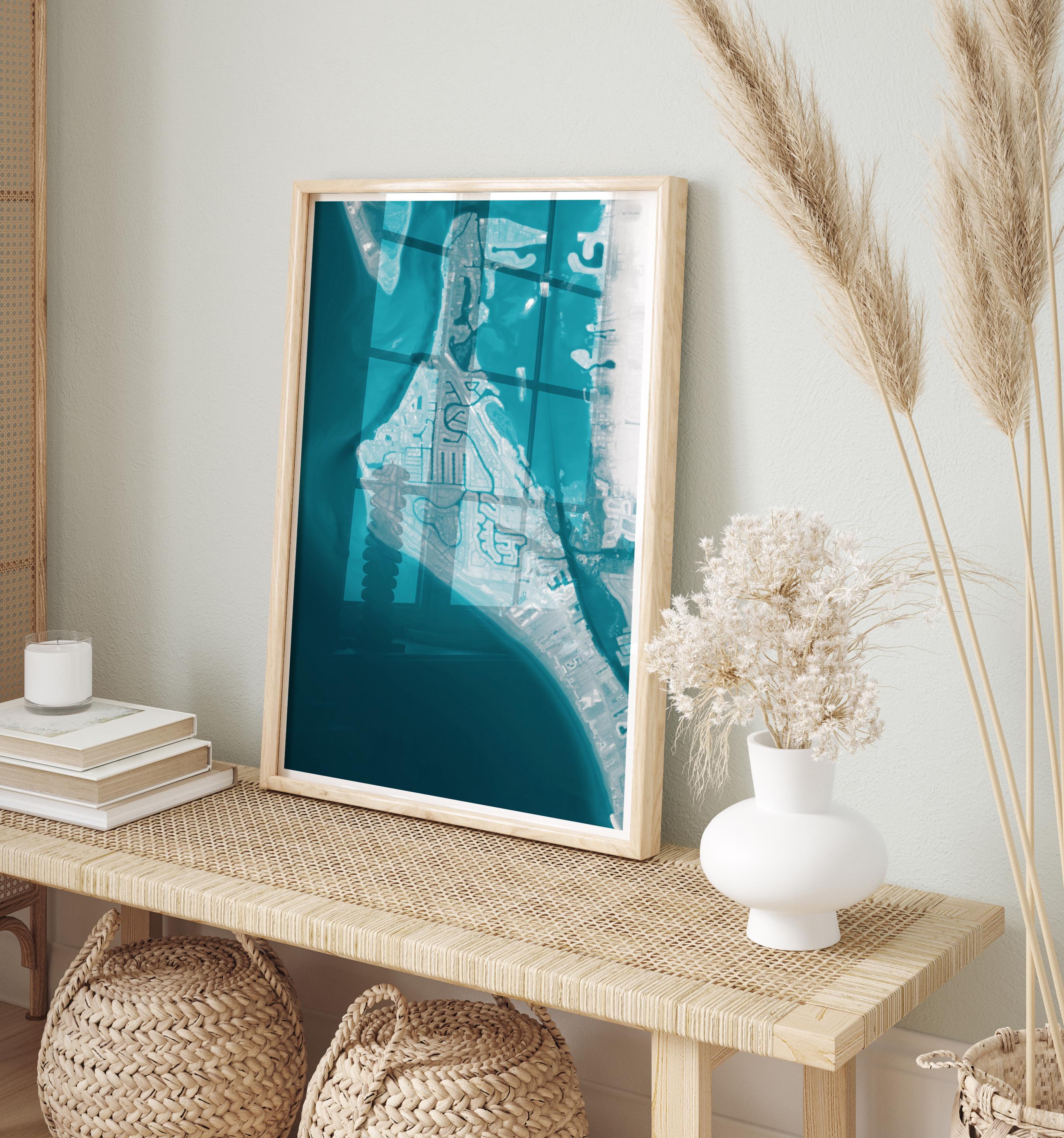 Siesta Key Florida Housewarming Anniversary Waterfront Nautical Coastal Framed Print Depth Beach Decor Ocean House Wall Home Gift