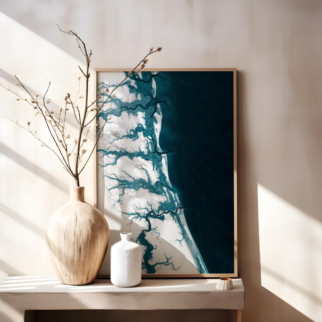 Amelia Island Florida Coastal Map Wall Art Fernandina Beach Nautical Print Ocean Chart Anniversary Housewarming Gift Beach House Decor - Close Up Detail