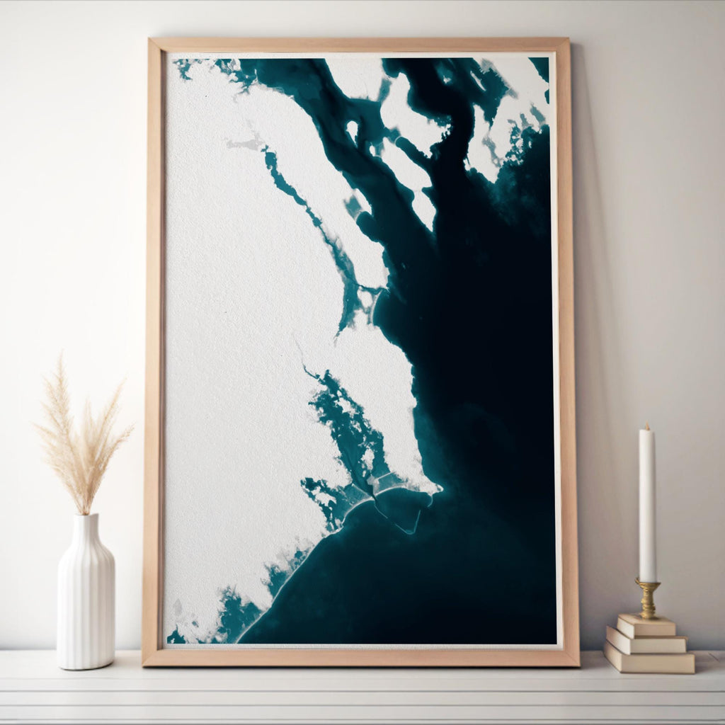 Narragansett Rhode Island Ocean Depth Map Coastal Wall Art Nautical Chart Print Housewarming Gift Beach House Anniversary Framed Decor