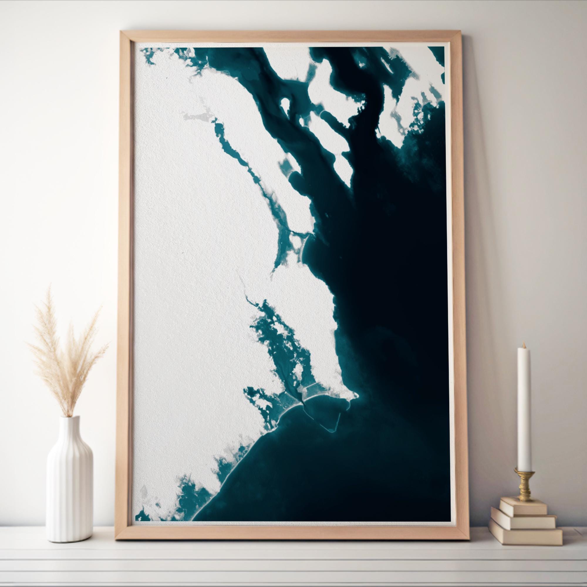 Narragansett Rhode Island Ocean Depth Map Coastal Wall Art Nautical Chart Print Housewarming Gift Beach House Anniversary Framed Decor