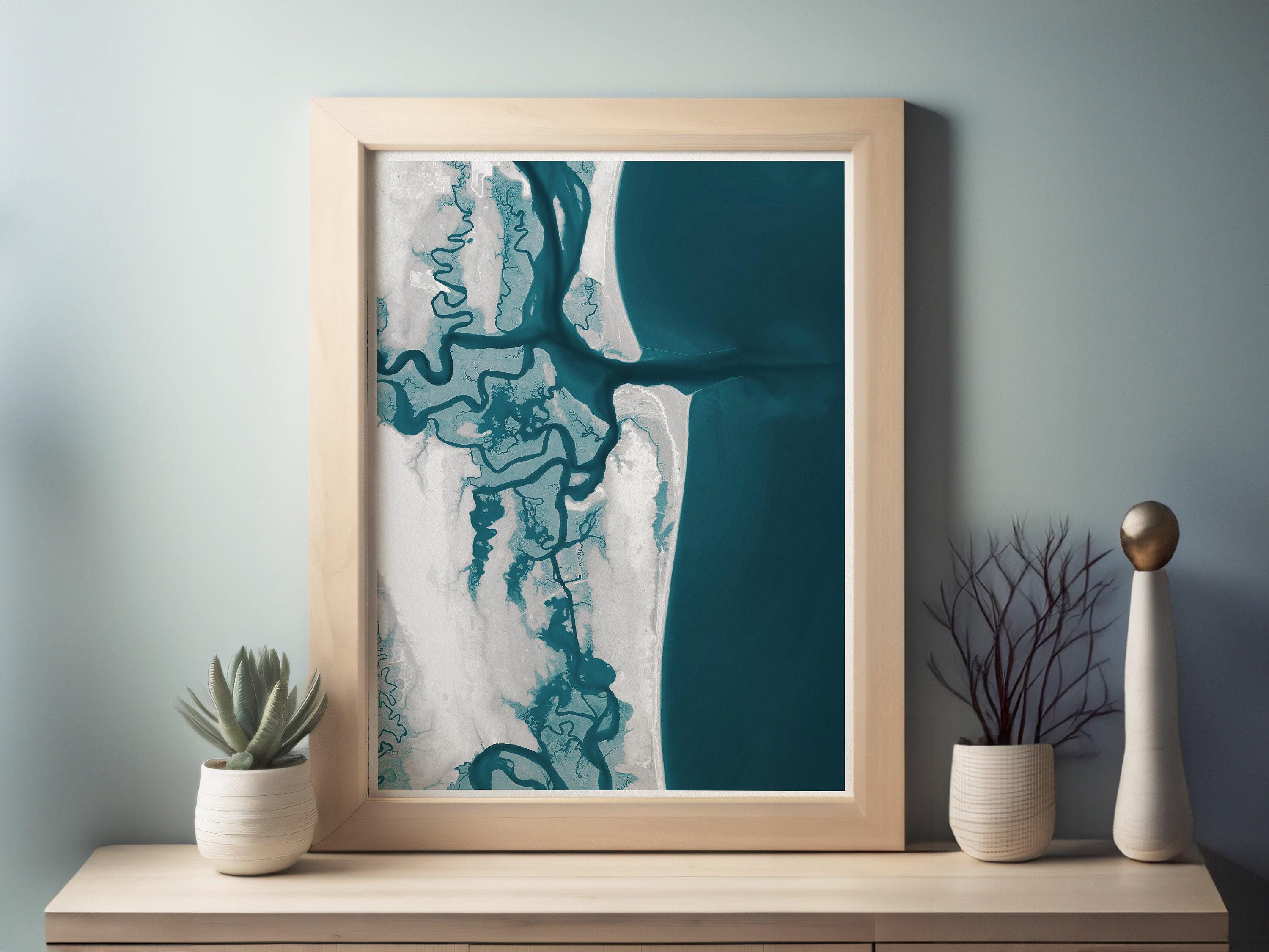 Amelia Island Florida Coastal Map Art Print Fernandina Beach Shore Housewarming Gift Anniversary Present Nautical Wall Decor Ocean - View 5