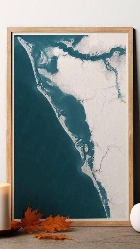Sarasota Florida Gulf Coast Map Art Print Nautical Wall Decor Beach House Gift Housewarming Anniversary Present for New Home Couple