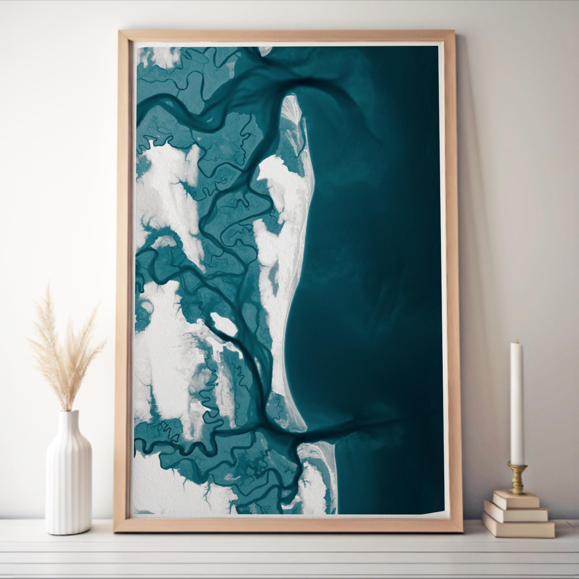 Cumberland Island Georgia Bathymetric Map Art Print National Seashore Coastal Wall Decor Housewarming Gift Anniversary Beach House Present