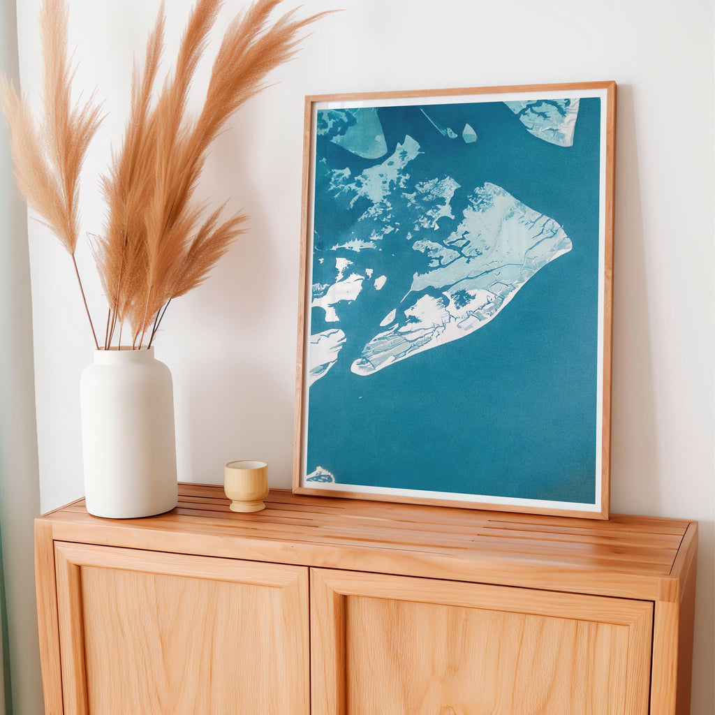 Hilton Head Map Art Print South Carolina Lowcountry Coastal Wall Decor Watercolor Nautical Beach House Gift Housewarming Ocean Map Poster