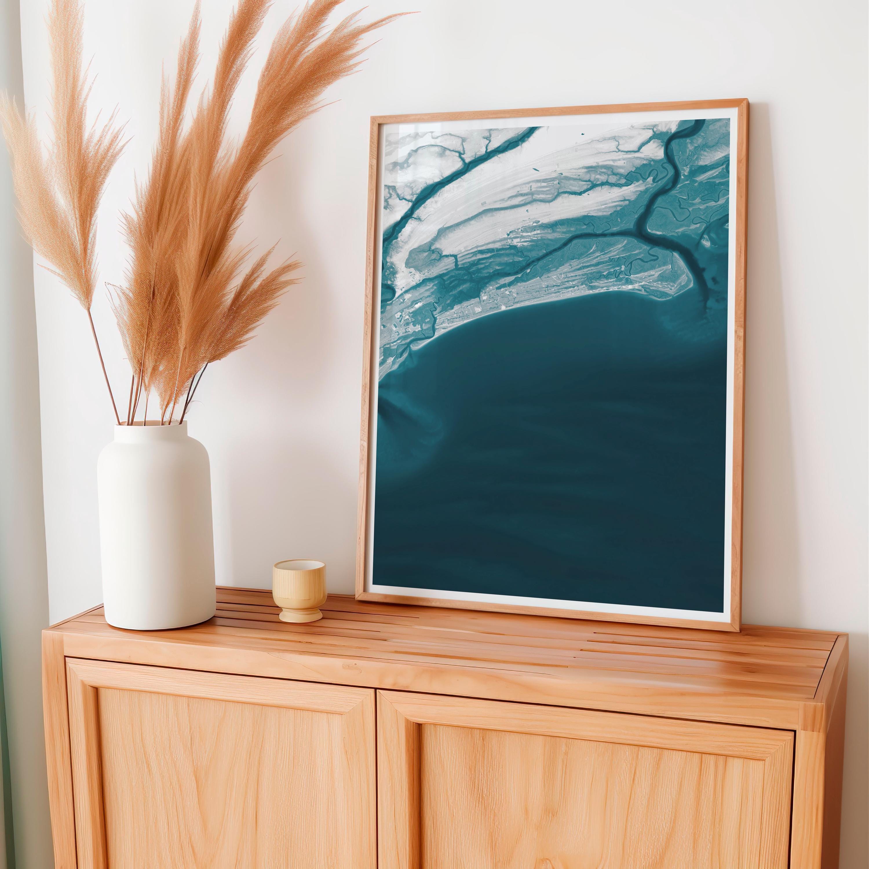 Kiawah Island South Carolina Bathymetric Coastal Map Art Print Charleston Beach House Wall Decor Nautical Housewarming Anniversary Gift