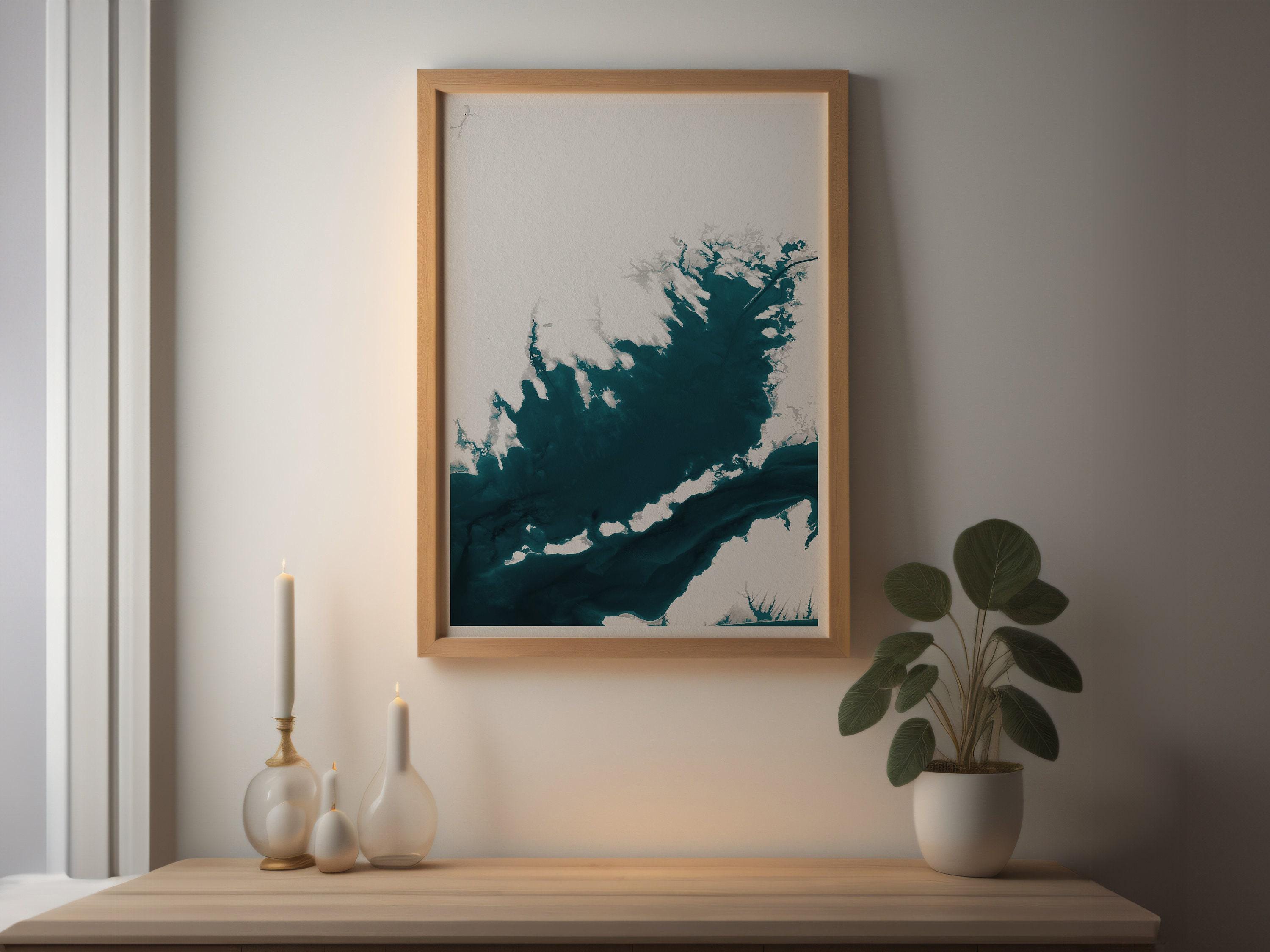 Buzzards Bay Massachusetts Coastal Map Art Print Cape Cod Nantucket Marthas Vineyard Rhode Island Nautical Bathymetric Wall Decor Gift