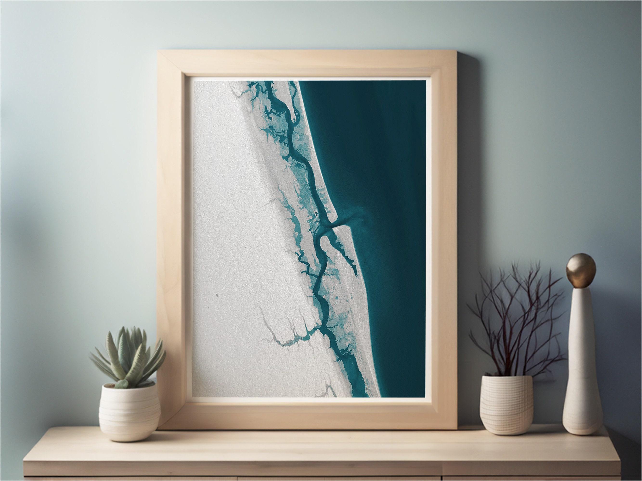 St Augustine Florida Coastal Map Art Print Nautical Wall Decor Beach House Gift Housewarming Anniversary Present Historic City Shoreline