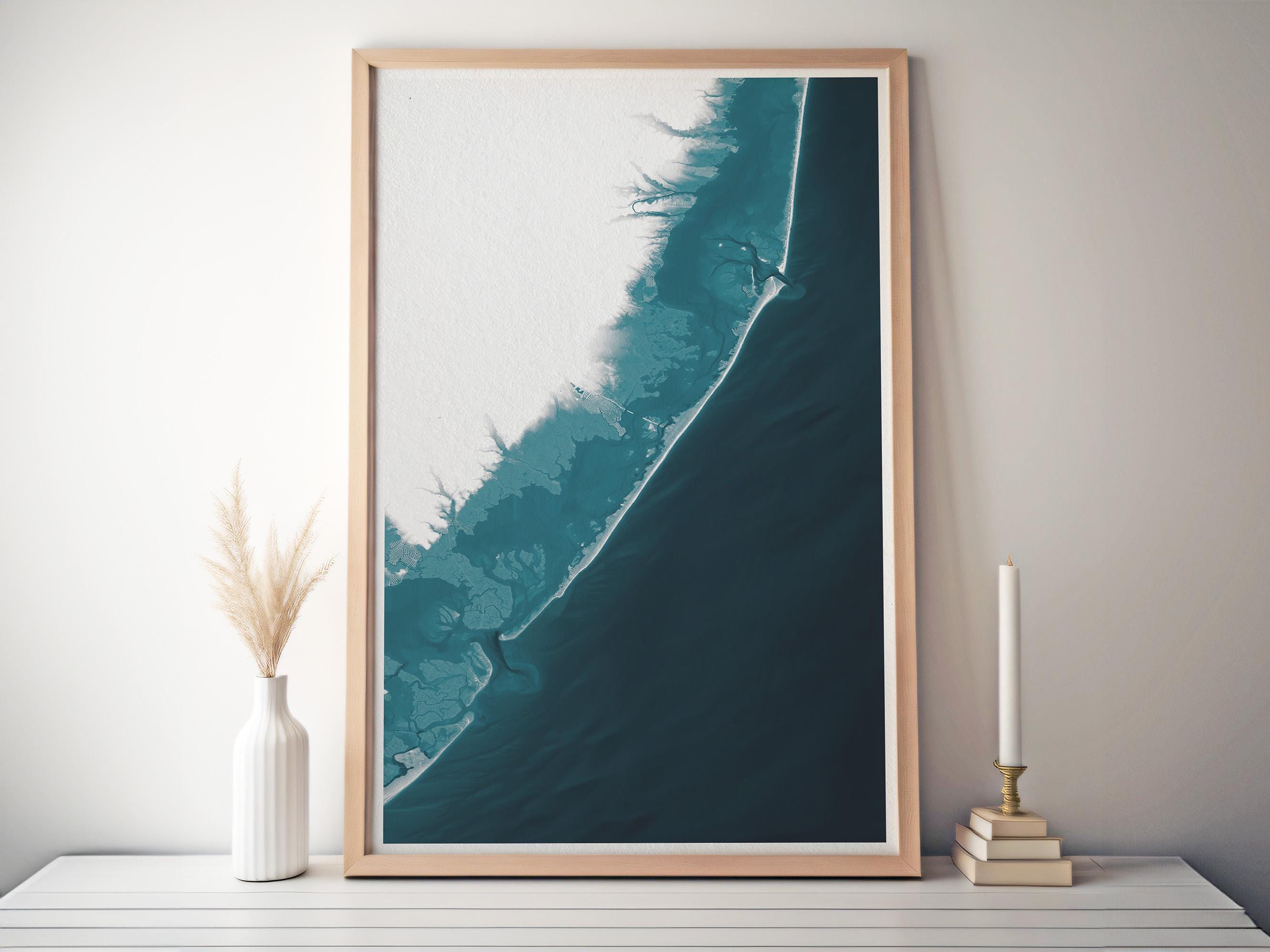 Long Beach Island New Jersey Coastal Map Art Print LBI Shore Housewarming Gift Anniversary Present Nautical Wall Decor Beach House