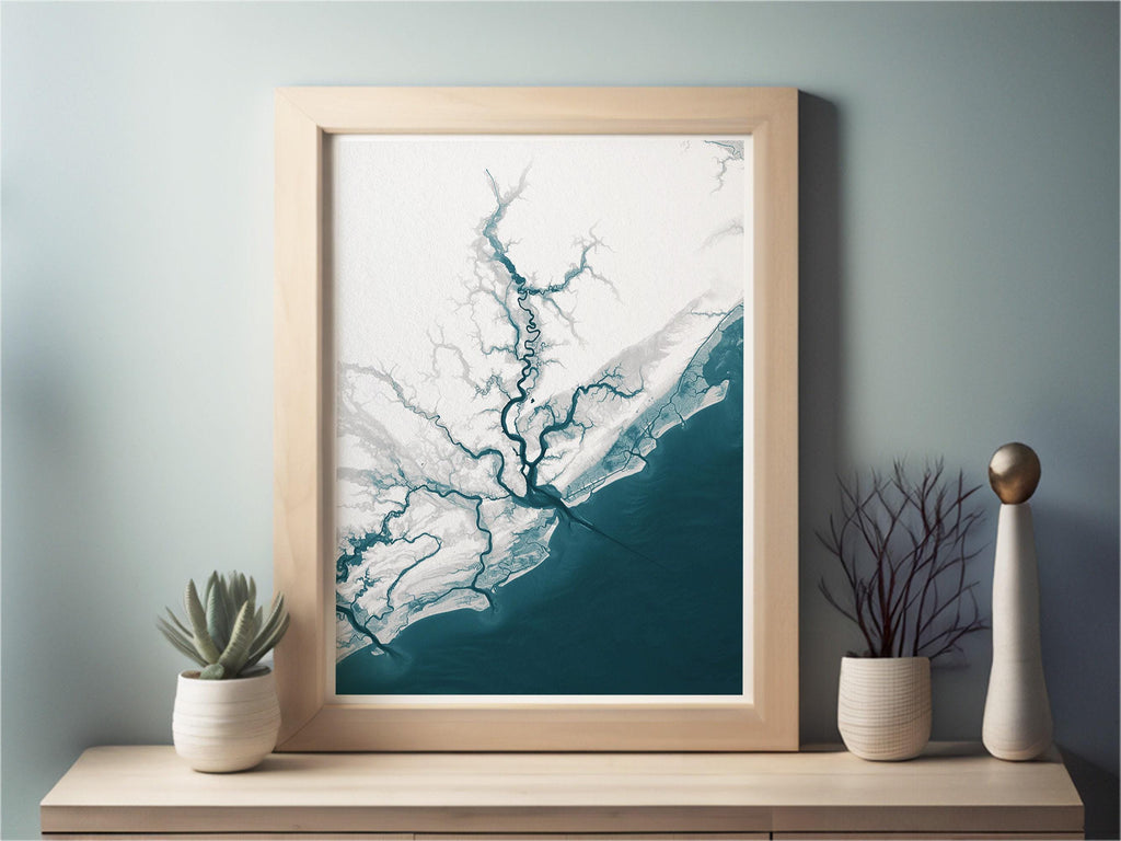 Teacher Retirement Gift Charleston South Carolina Coastal Map Print Bathymetric Art Appreciation End of School Year Educator Wall Decor
