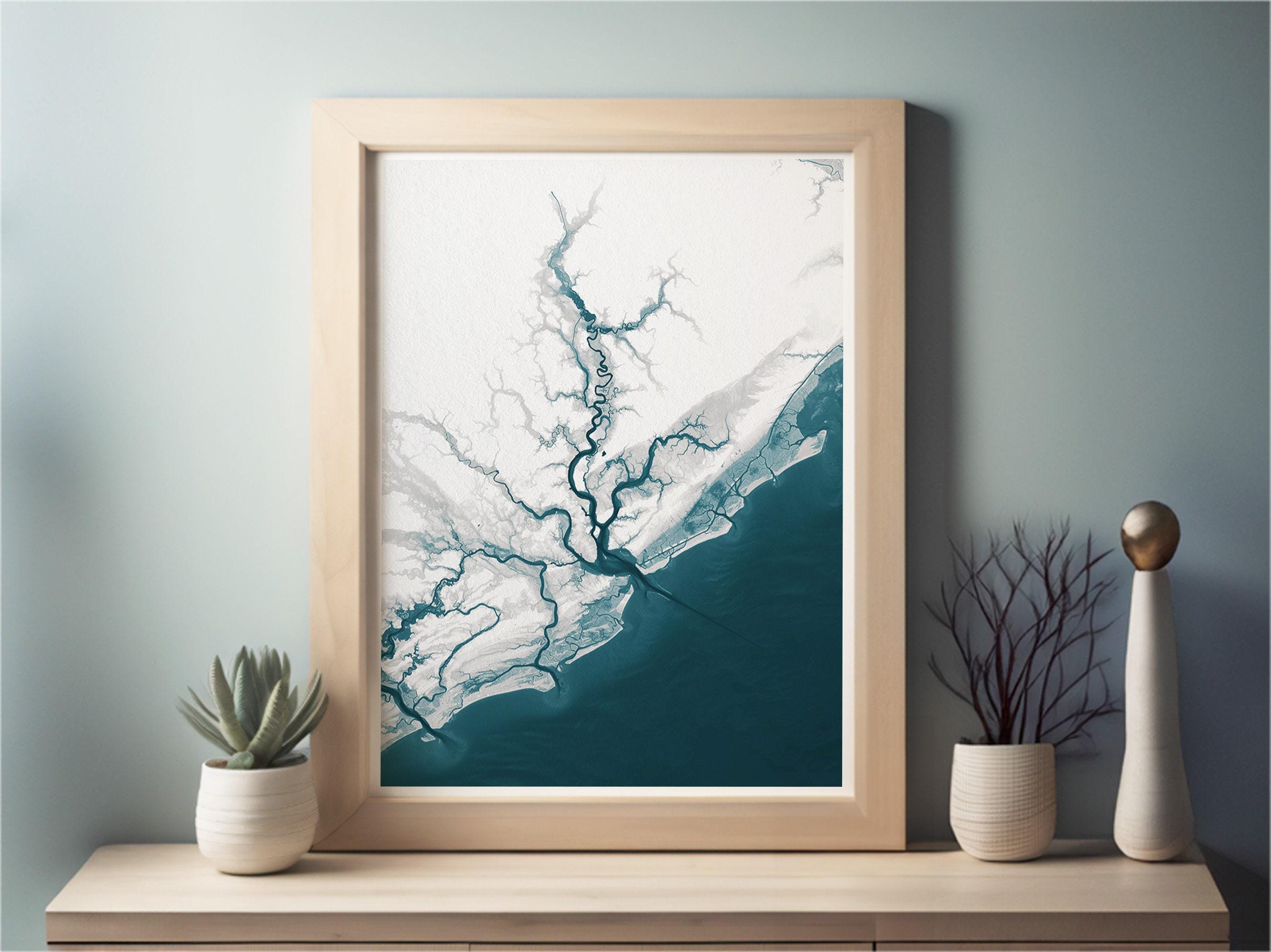 Teacher Retirement Gift Charleston South Carolina Coastal Map Print Bathymetric Art Appreciation End of School Year Educator Wall Decor