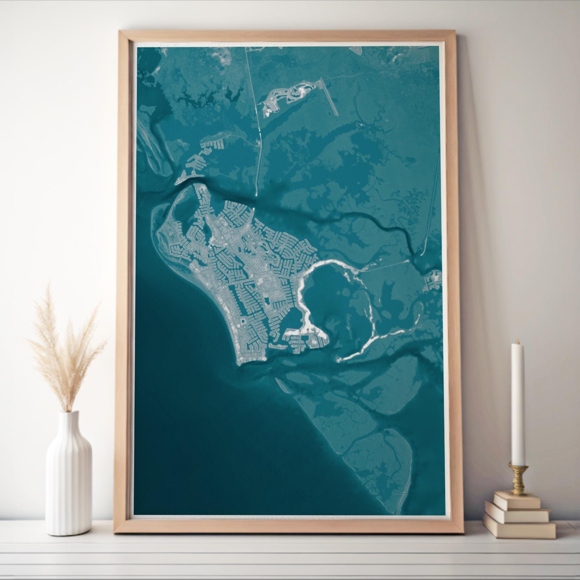 Marco Island Cartography Florida Southwest Shoreline Nautical Waterway Collier Estuary Coastal Mexico County Chart Beach Print