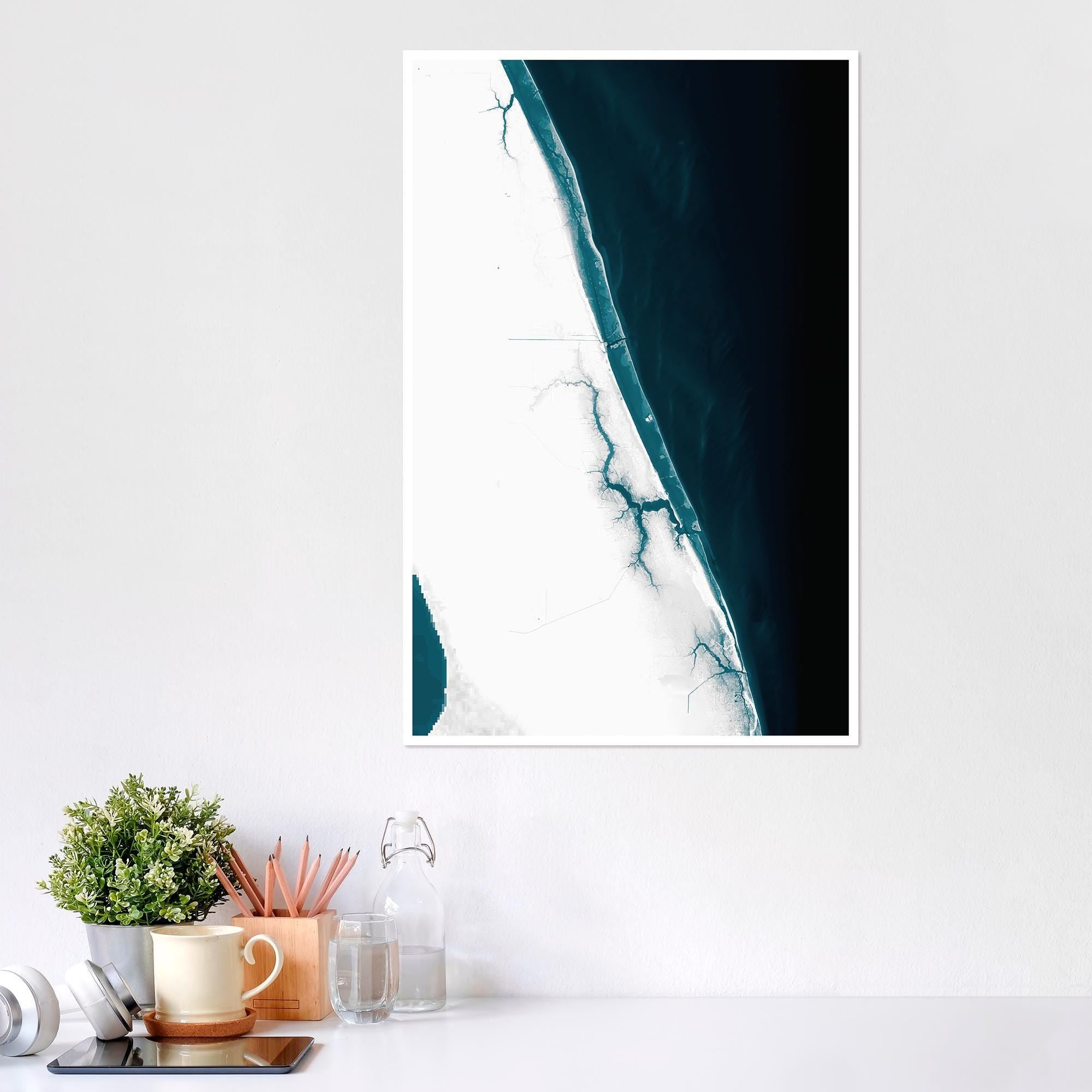 Treasure Coast Florida Bathymetric Ocean Depth Chart Tropical Coastal Wall Art Nautical Map Print Housewarming Gift Beach Decor