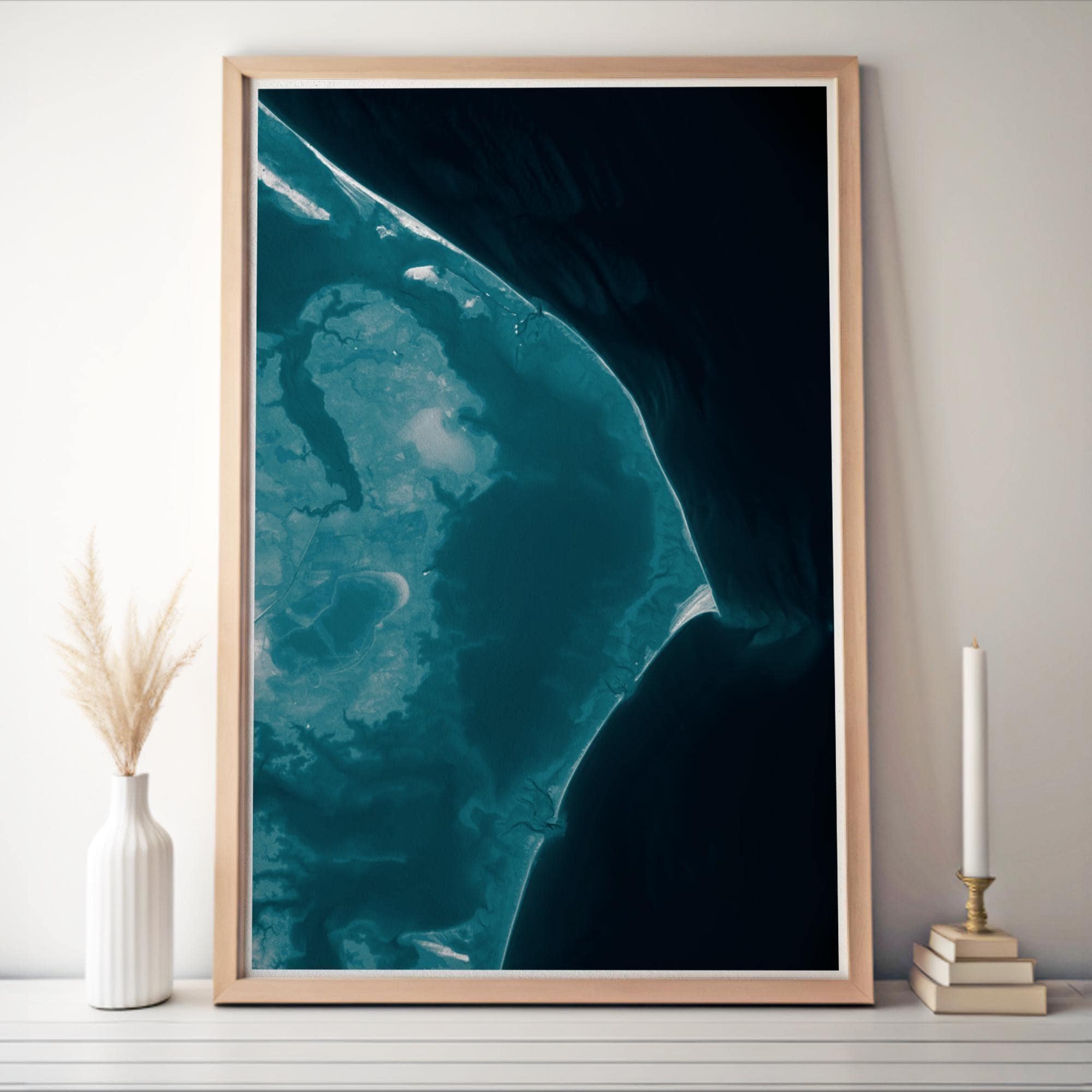 Cape Hatteras Lighthouse North Carolina Bathymetric Map Art Print Outer Banks Coastal Wall Decor Beach House Housewarming Gift Anniversary