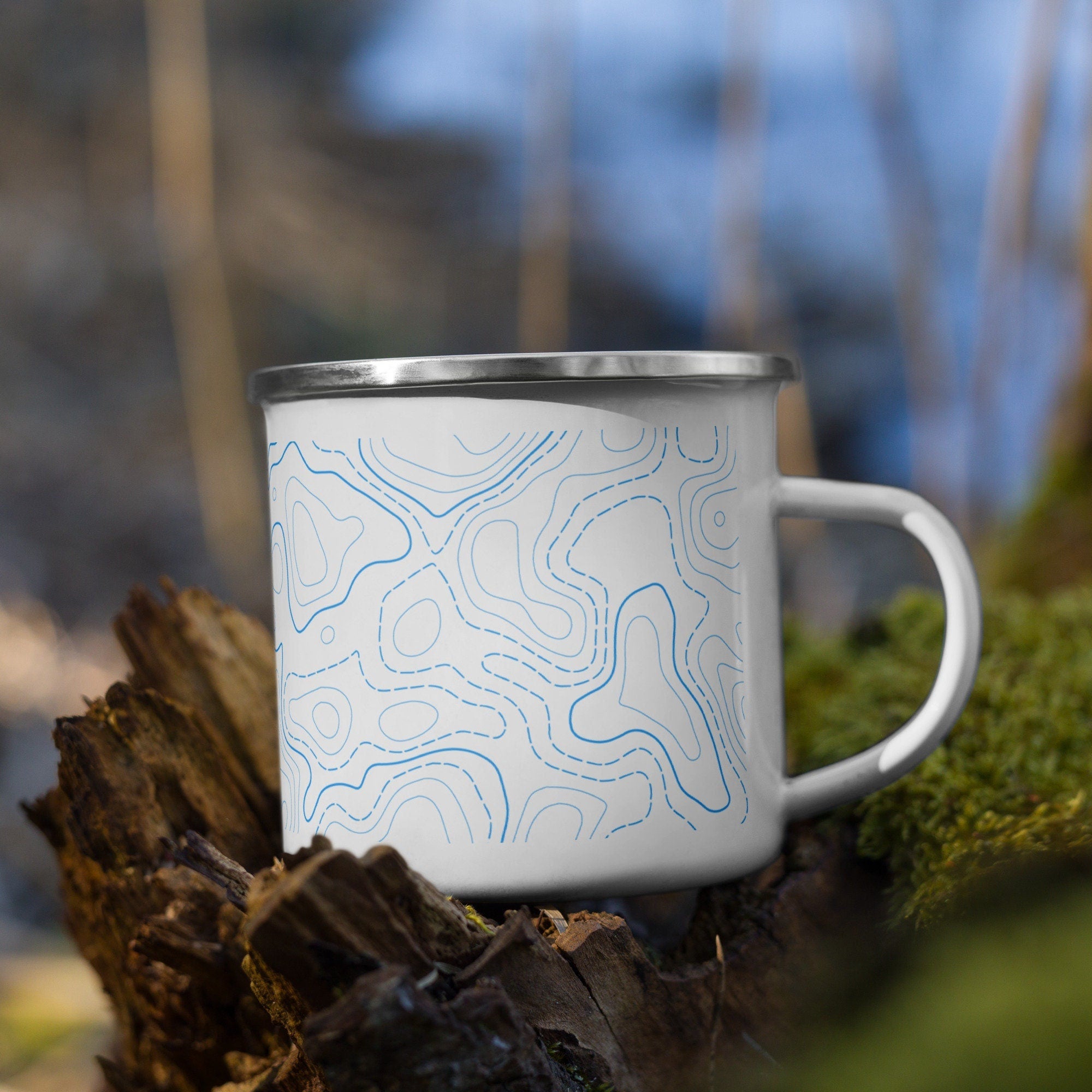 Topography Contour Line Mug Gift for Surveyor Land Survey Crew Chief Enamel Camping Mug Engineer GIS Mapping Professional Gift