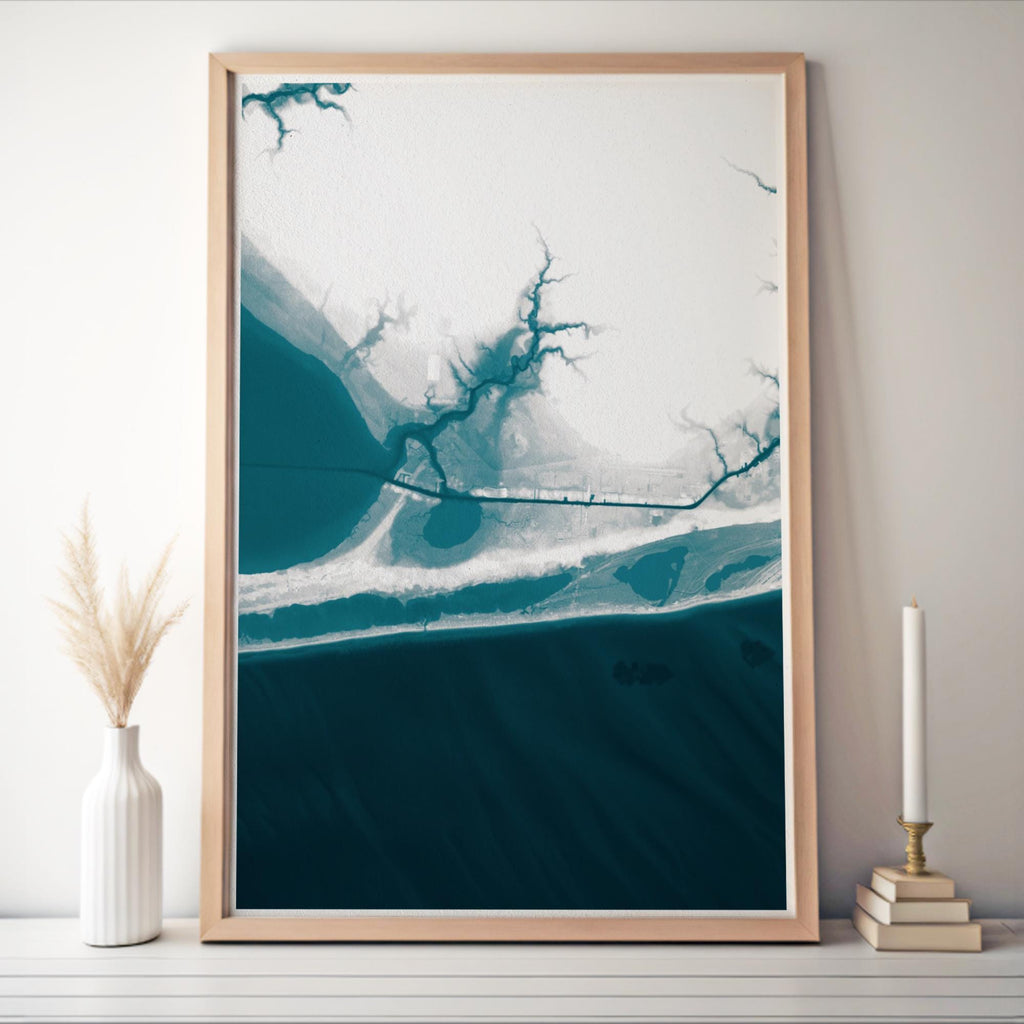 Gulf Shores Alabama Bathymetric Coastal Map Art Print Nautical Wall Decor Beach House Gift Housewarming Anniversary Ocean Depth Contour