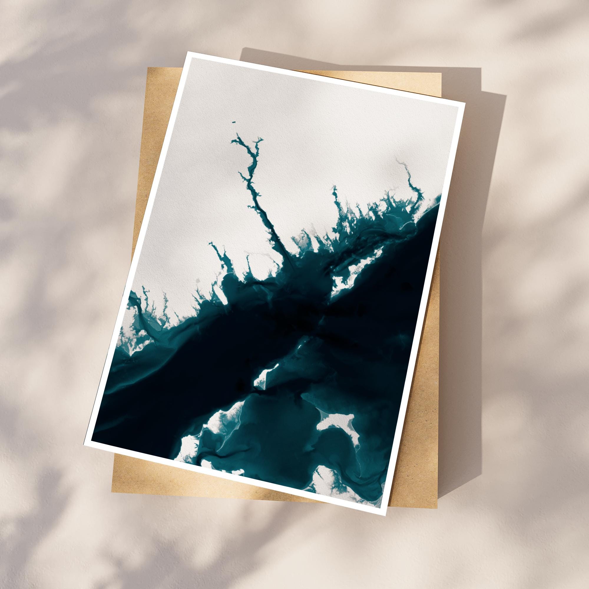 Ocean Beach Park Connecticut Depth Contour Shoreline Art Print Bathymetric Nautical Wall Decor Housewarming Gift Anniversary Present