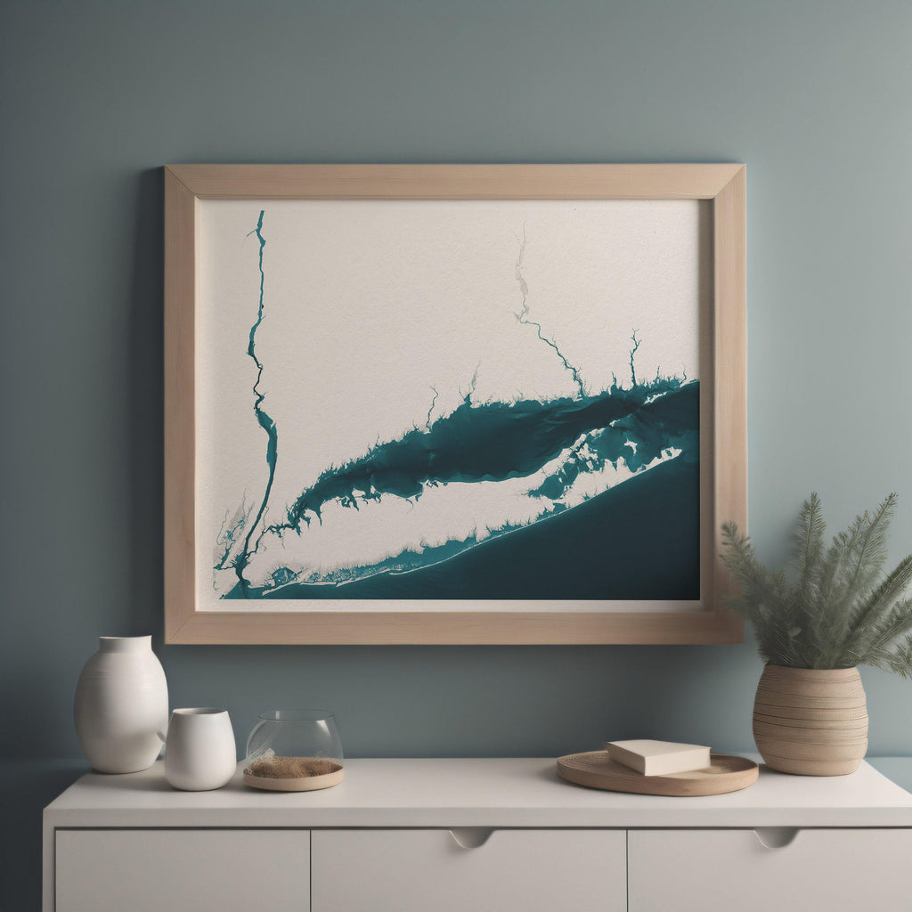 Long Island Sound Coastal Map Art Print New York Connecticut Nautical Chart Wall Decor Beach House Gift Ocean Depth Housewarming