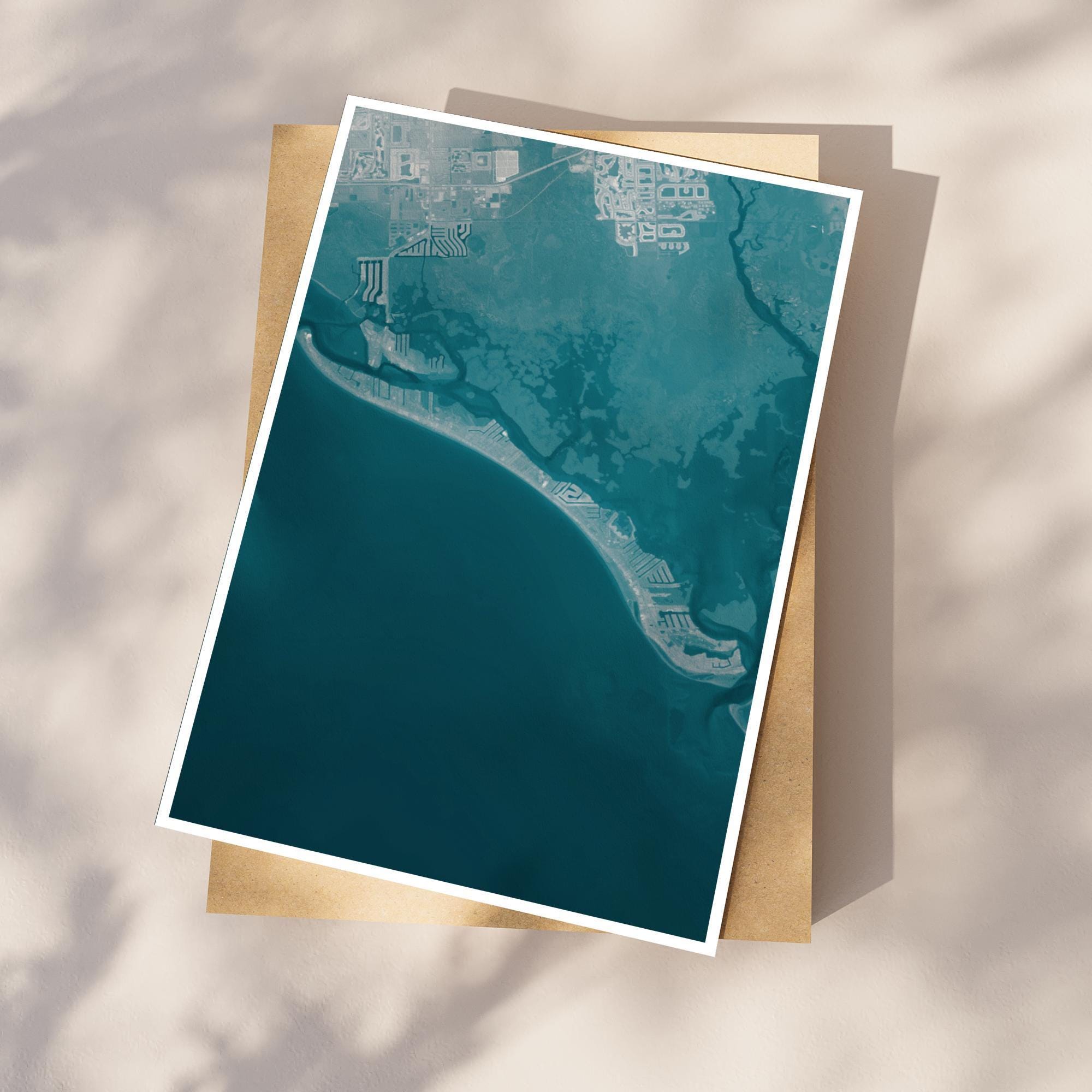 Fort Myers Beach Florida Map Art Print Gulf Coast Wall Decor Nautical Estero Island Chart Coastal Waterway Gift for Home Office