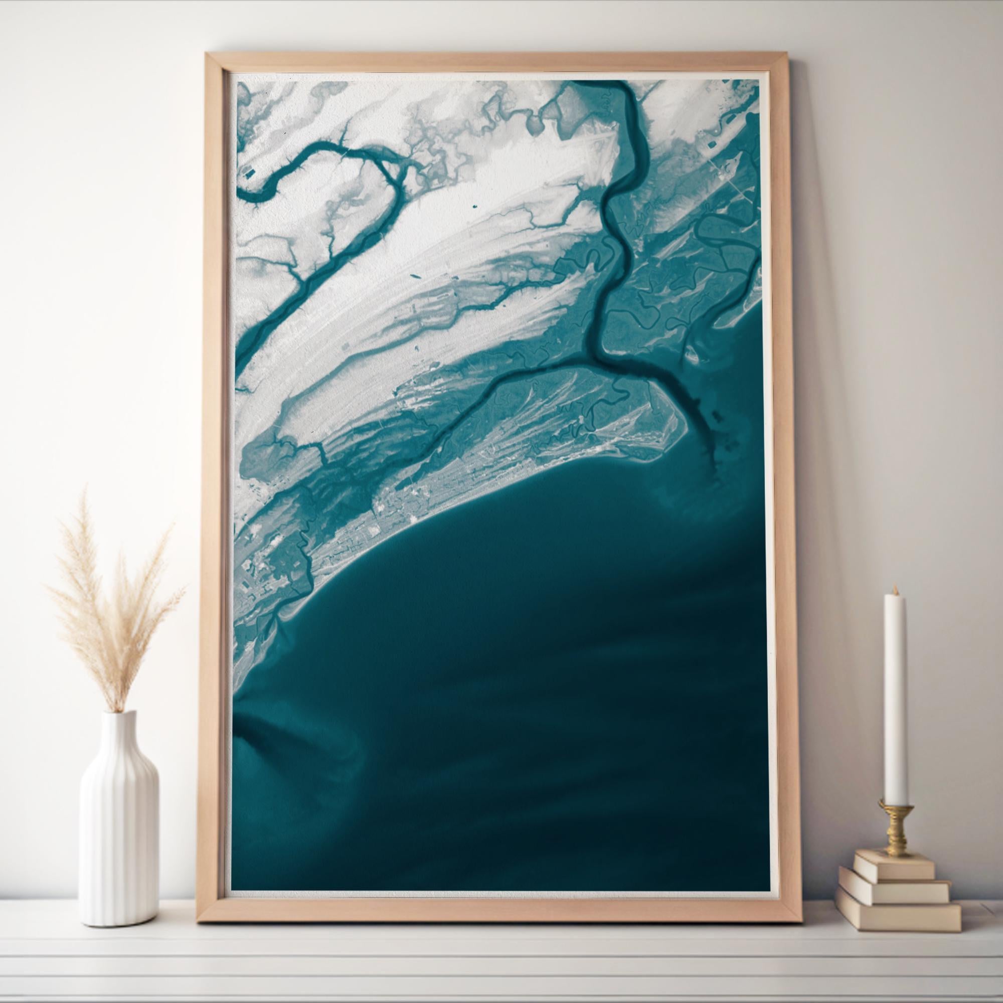 Kiawah Island South Carolina Lowcountry Map Art Print Seabrook Atlantic Coastal Wall Decor Beach House Gift Nautical Chart Bathymetric