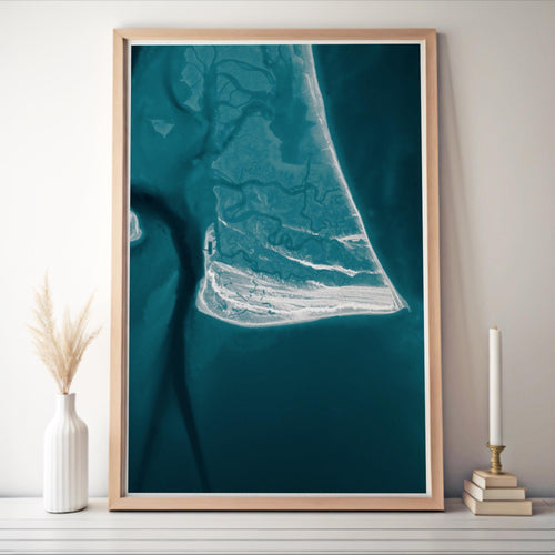 Bald Head Island North Carolina Cape Fear Old Baldy Lighthouse Nautical Coastal Barrier Island Ocean Depth Map Wall Art Print Gift Decor