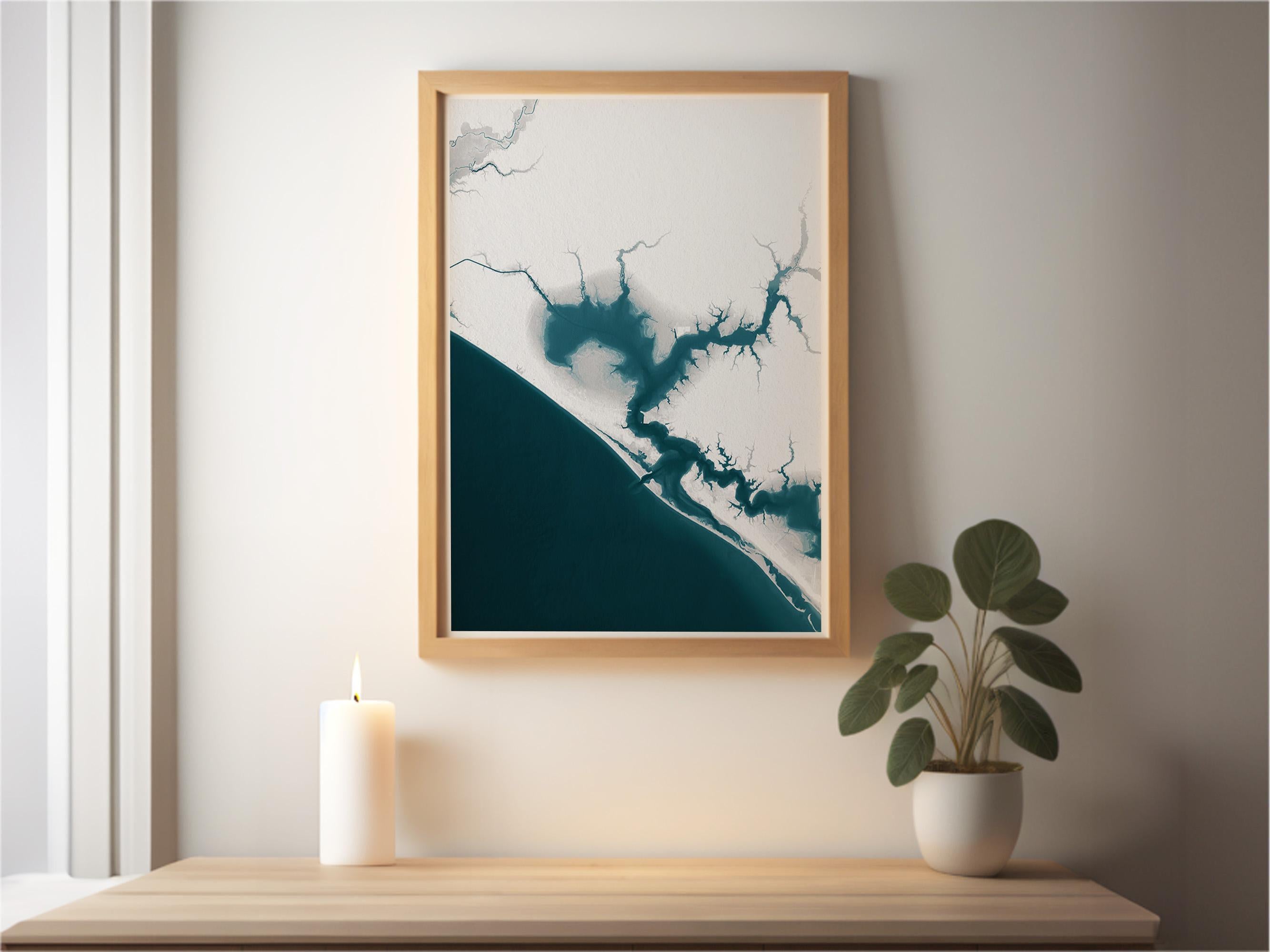 Panama City Beach Florida Coastal Map Art Print West Bay Nautical Wall Decor Beach House Gift for Husband Wife Housewarming Anniversary