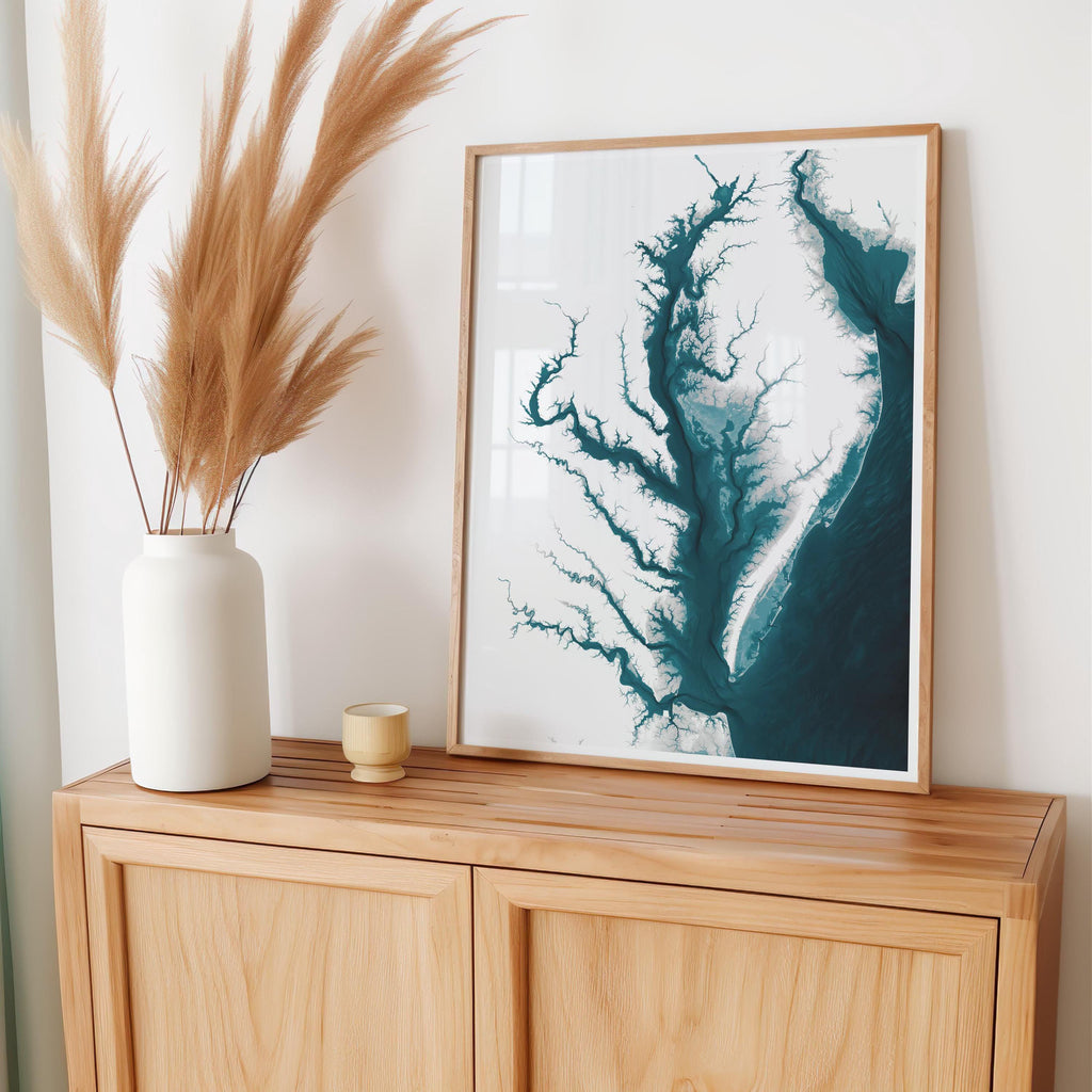 Chesapeake Bay Map Art Print Virginia Maryland Nautical Coastal Wall Decor Beach House Gift For Ocean Lovers Christmas Birthday Fathers Day