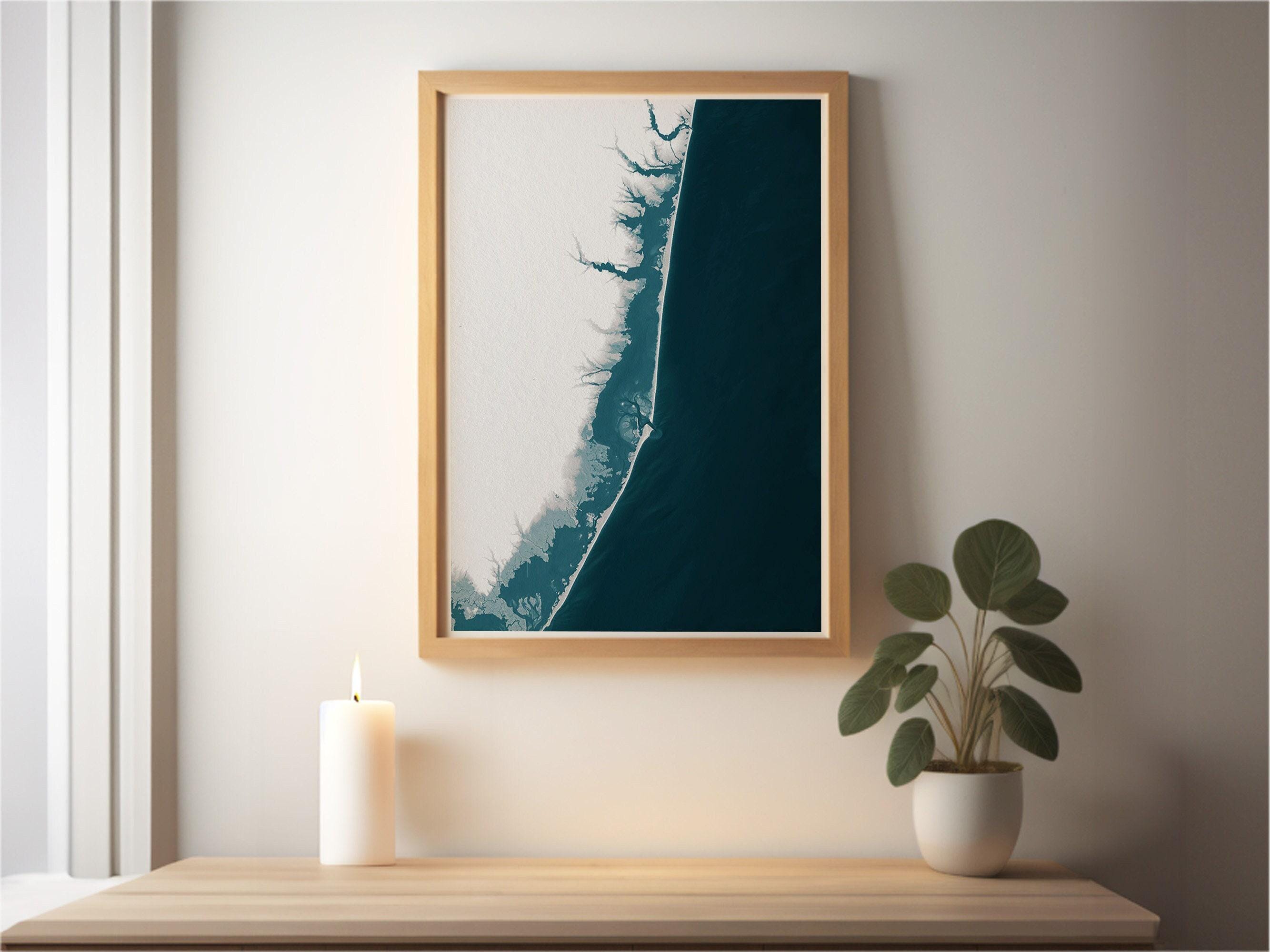 Barnegat Bay Blue Gray New Jersey Nautical Husband Neutral Coastal Nature Modern Decor House Shore Beach Ocean Gift Wife Wall