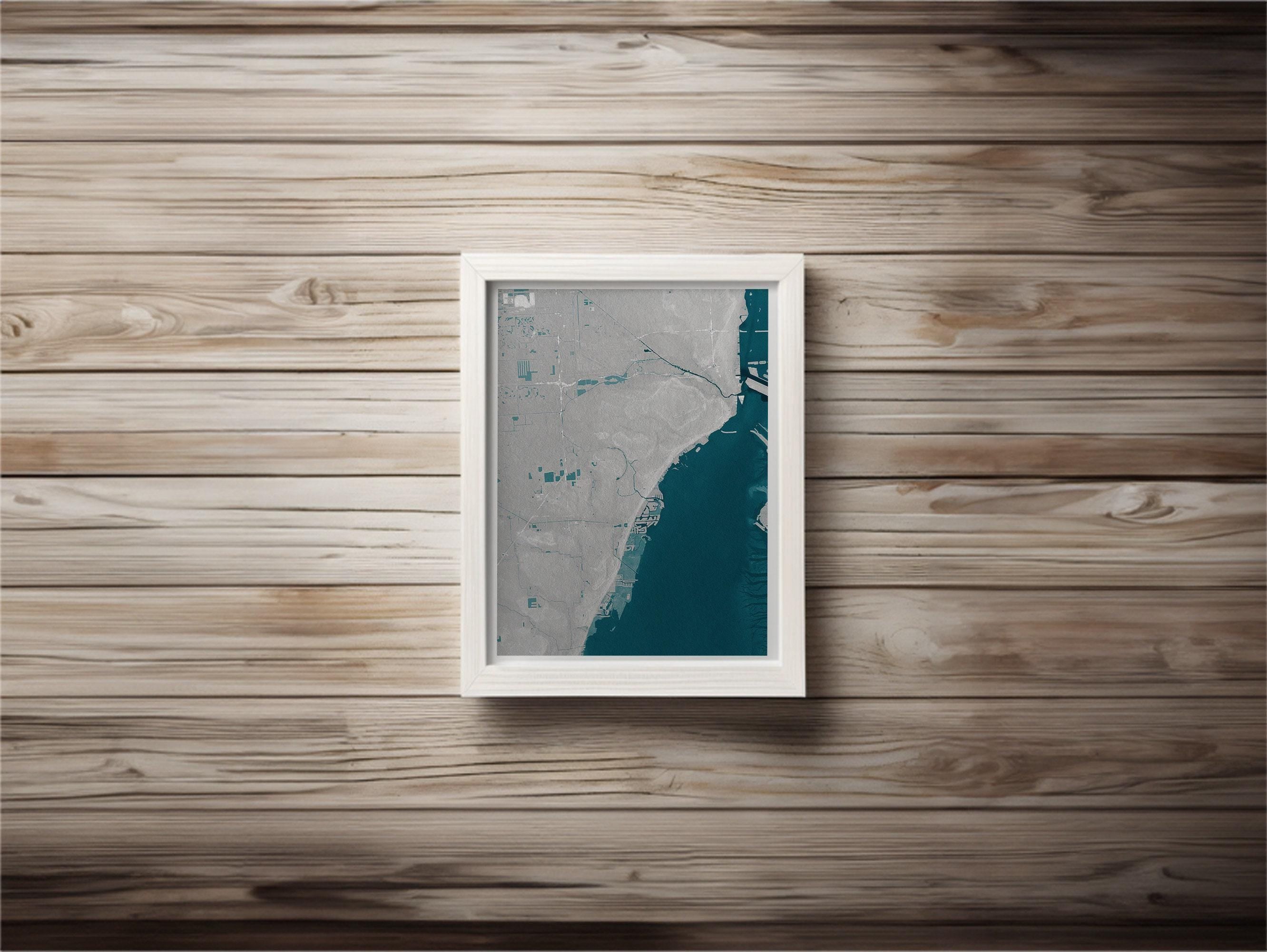 Coral Gables Florida Coastal Map Art Print Nautical Wall Decor Beach House Gift Ocean Depth Chart Housewarming Anniversary Cityscape Home