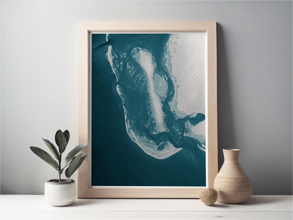 Sanibel Island Florida Coastal Map Art Print Teacher Retirement Gift Appreciation End of School Year Educator Present Beach Wall Decor